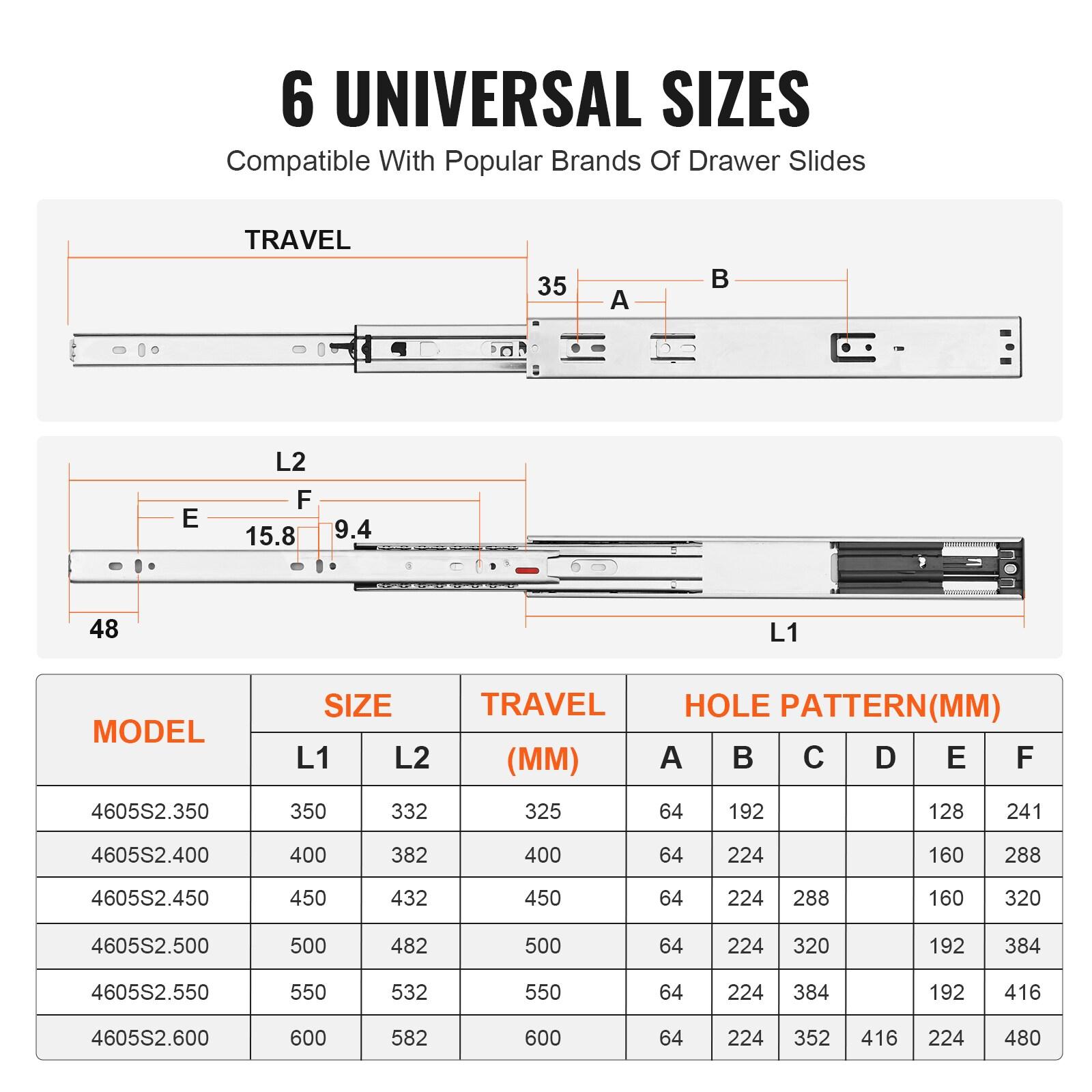 Full Extension 1.77'' Soft Close Side Mount Metal Drawer Slide (Set of 10)