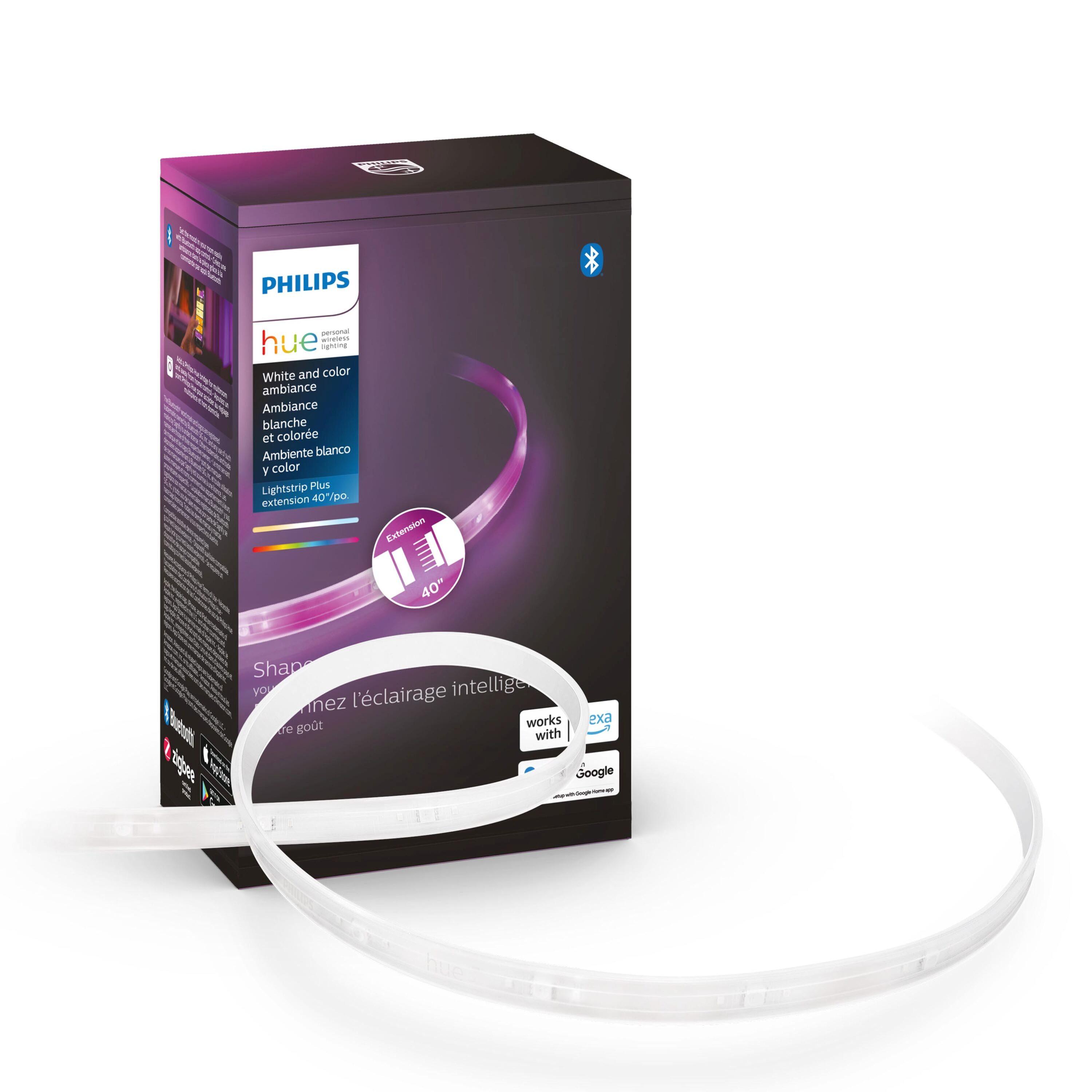 Philips Hue White and Color Ambiance Bluetooth-enabled Lightstrip Extension: LED, Multicolored, Indoor, Plastic, 16M Settings