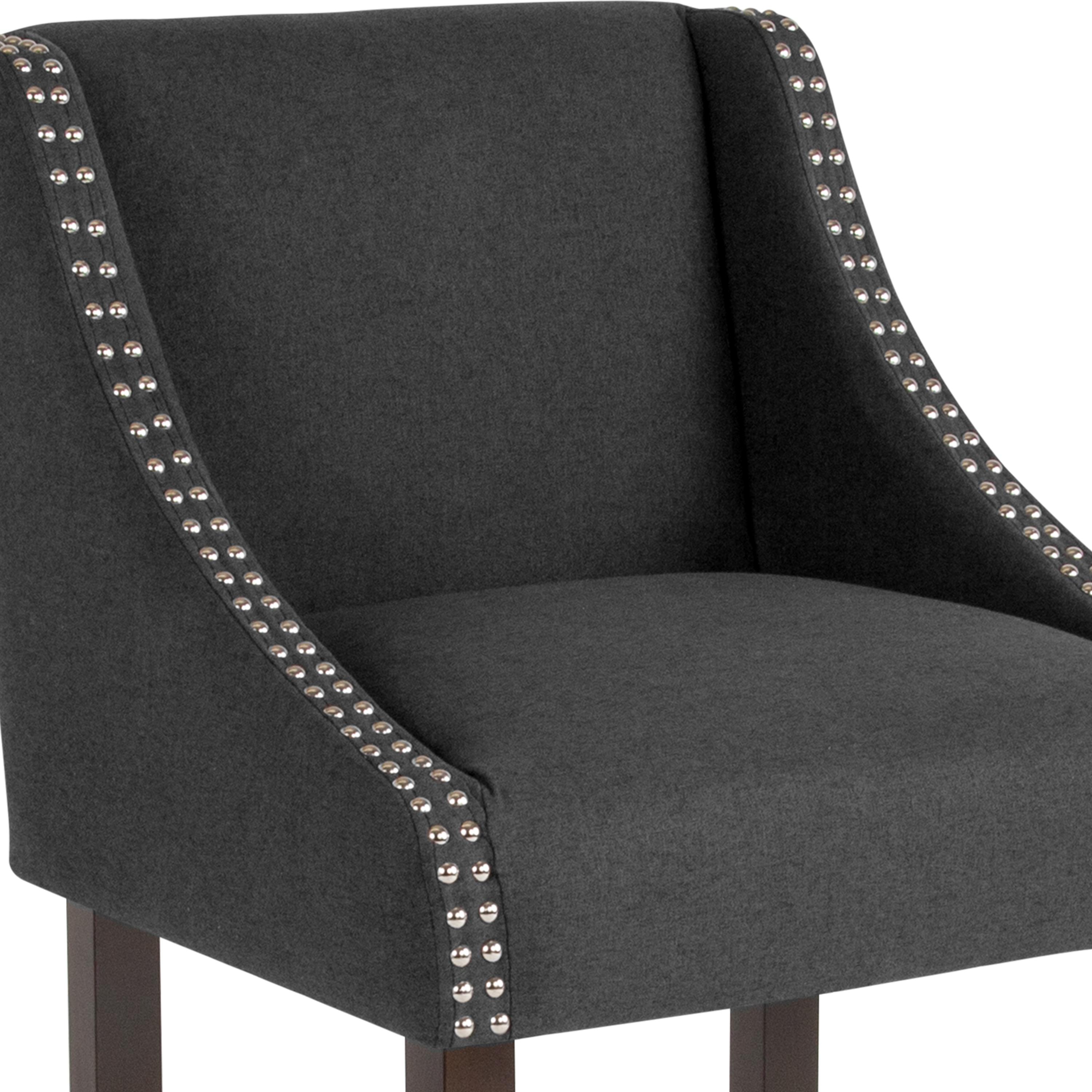 Flash Furniture Carmel Series 24" High Transitional Walnut Counter Height Stool with Accent Nail Trim in Charcoal Fabric