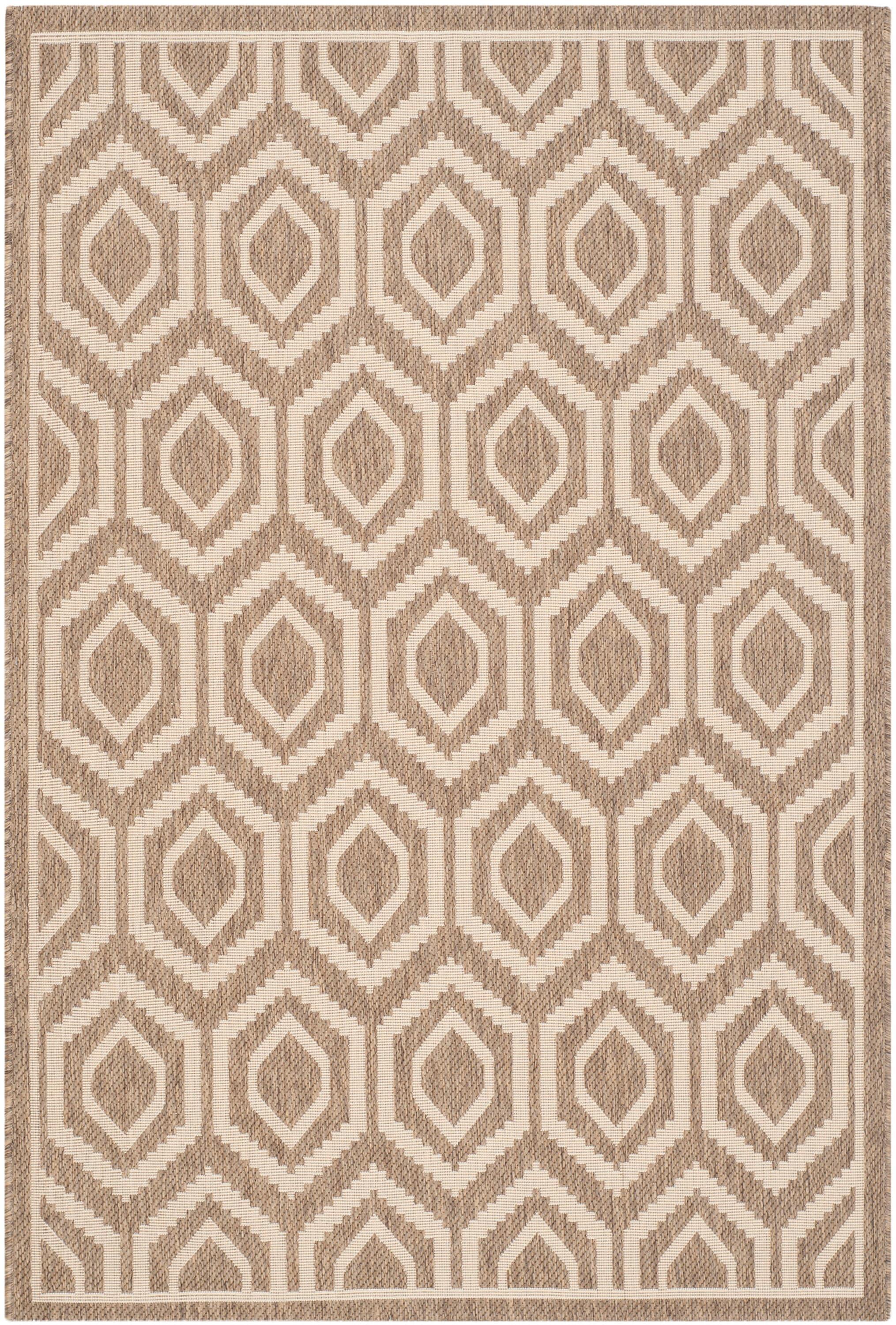 Courtyard CY6902 Power Loomed Indoor and Outdoor Area Rug - Brown/Bone - 4'x5'7" - Safavieh