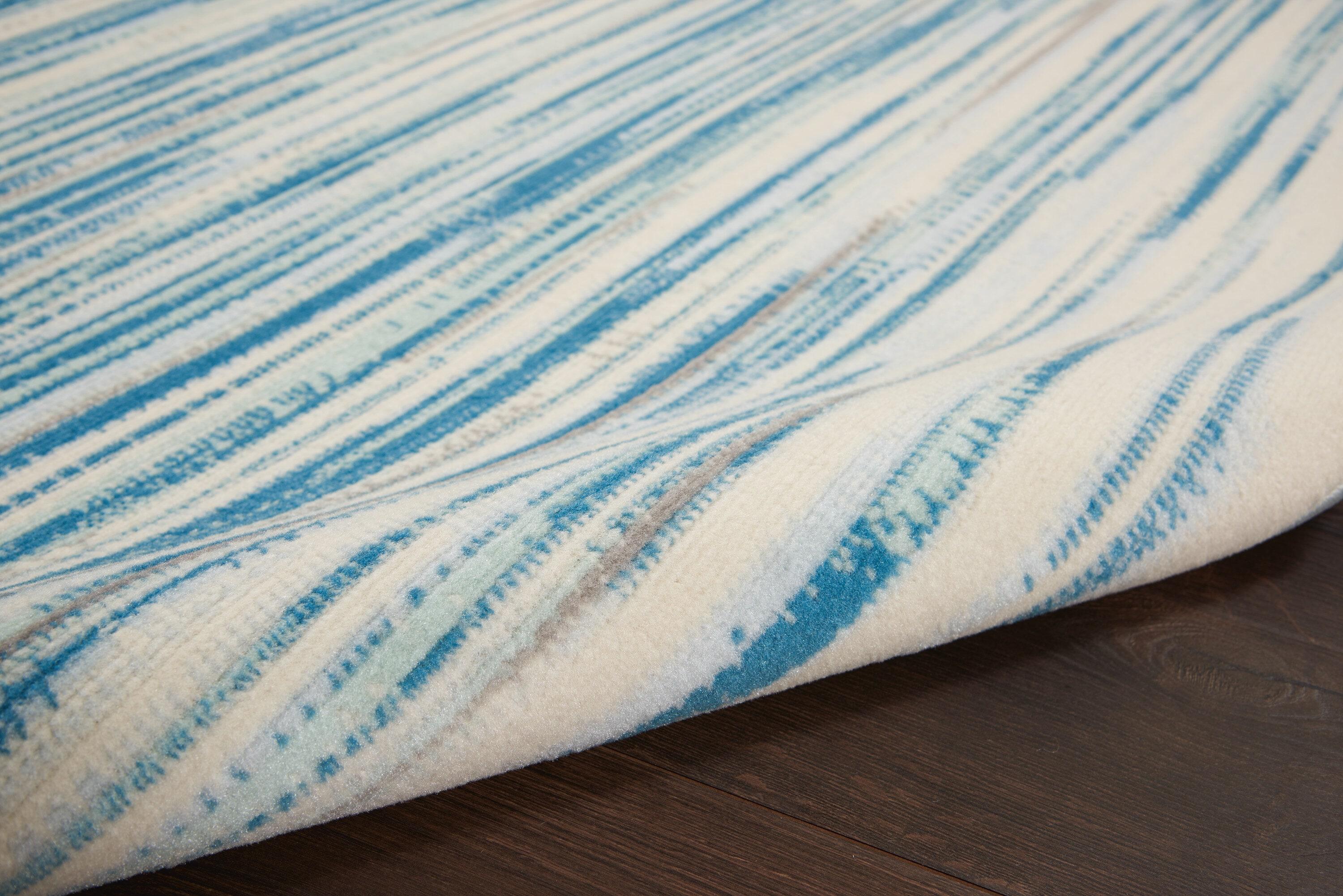 Nourison Jubilant 6' x 9' Blue Indoor Area Rug Coastal Contemporary Striped by Nourison