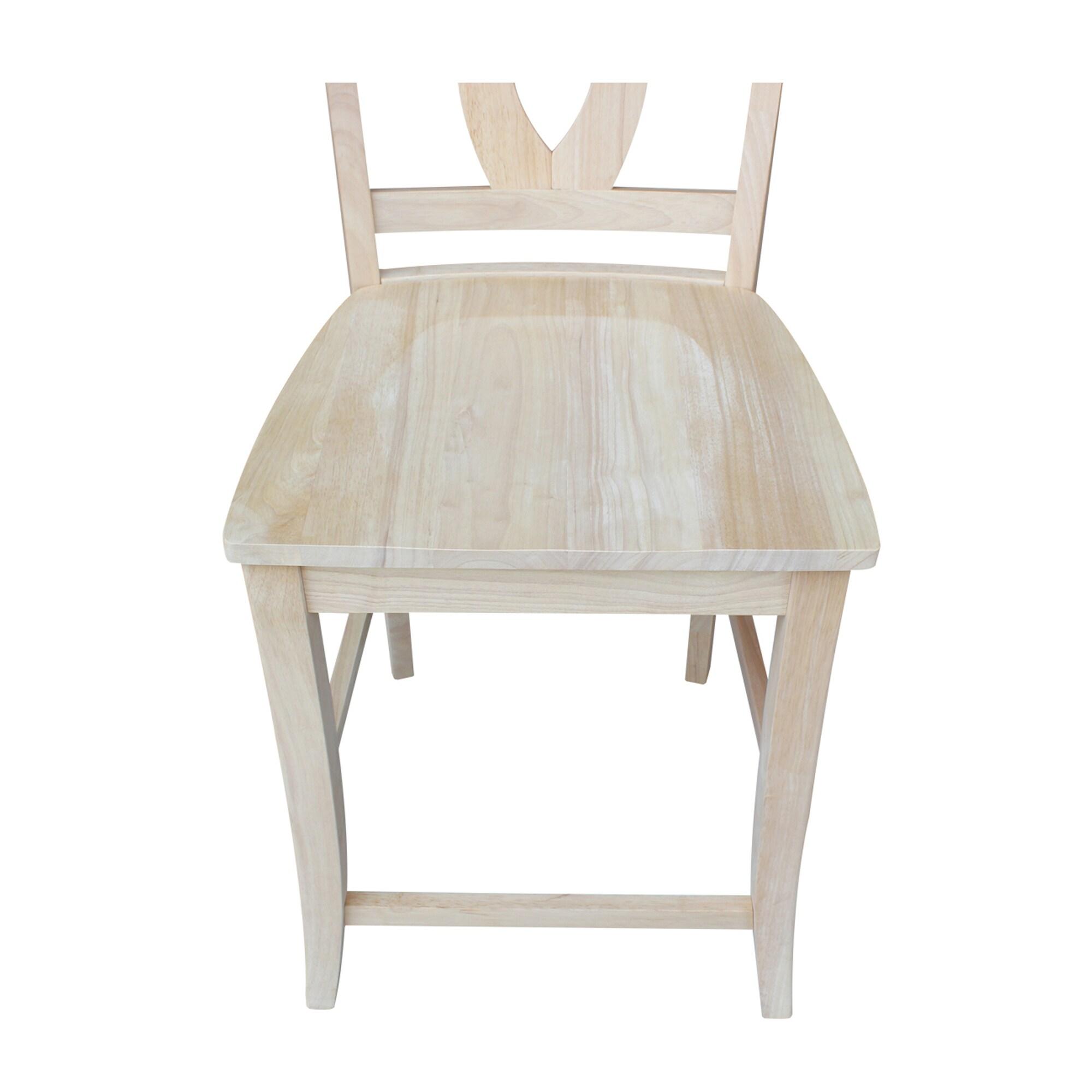 Counter Height Barstool Verona Unfinished - International Concepts: Rubberwood, Square Back, 24" Seat Height