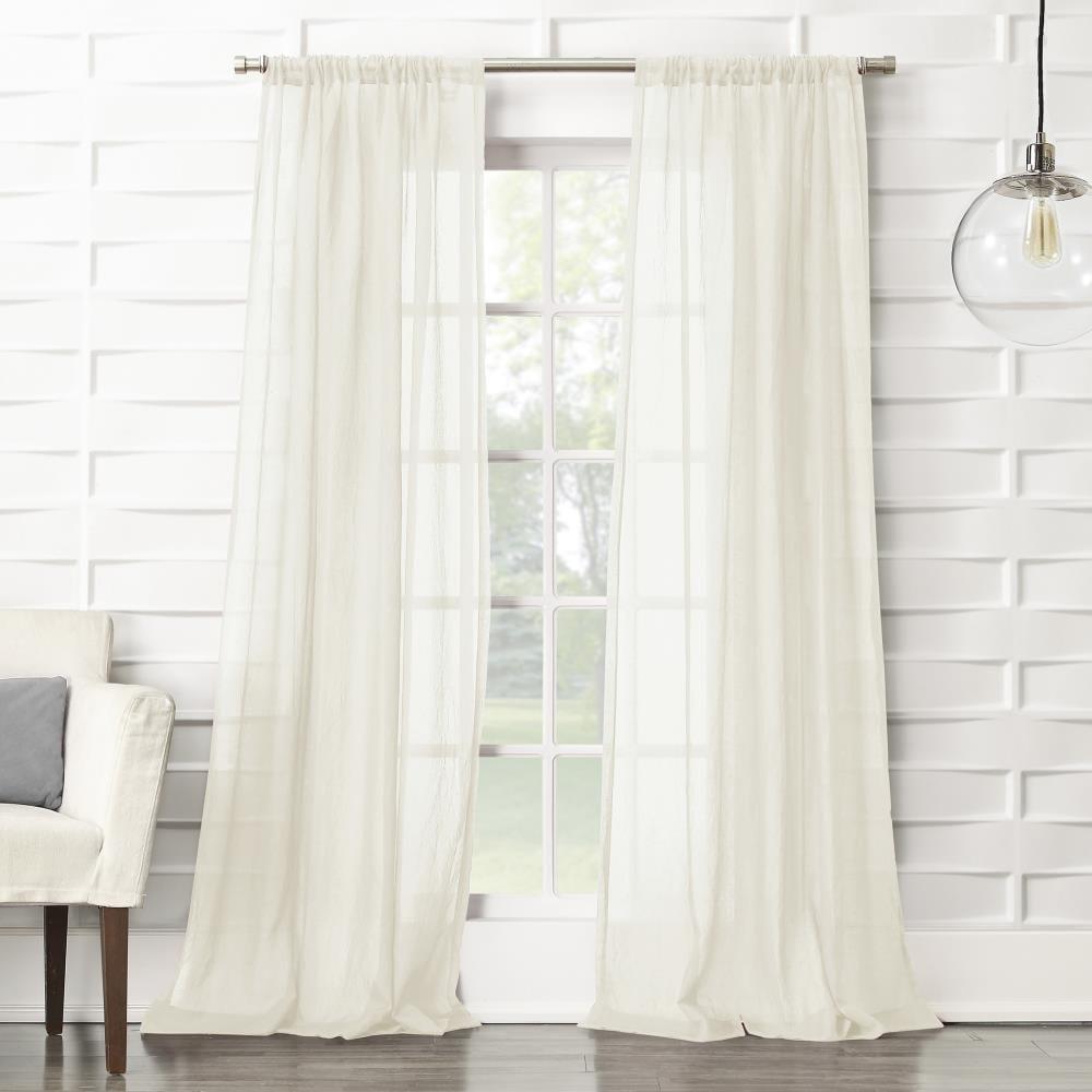 50"x84" No. 918 Sheer Avril Crushed Texture Rod Pocket Curtain Panel Cream: Modern Sheer Curtain Panel, Polyester