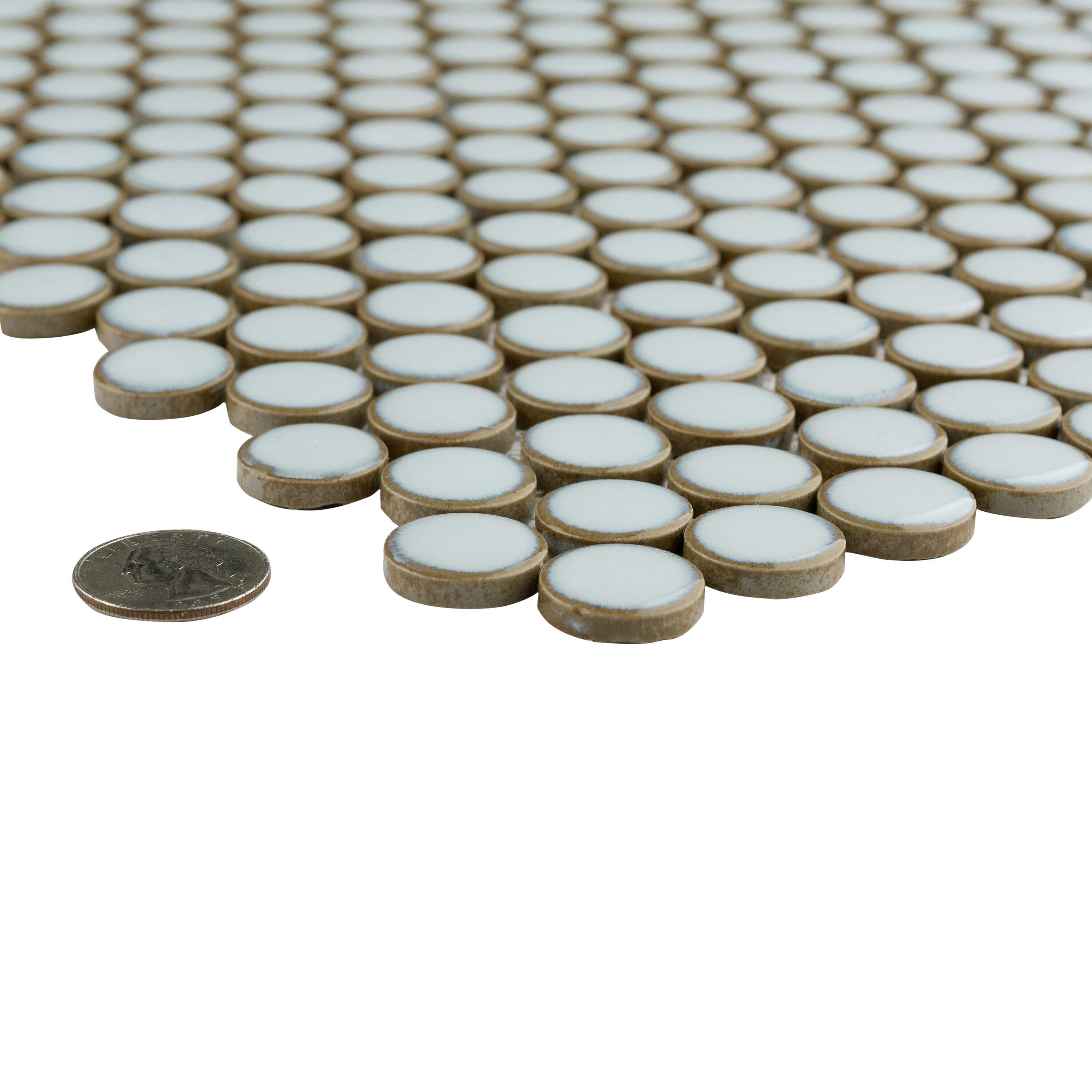 Merola Tile Hudson Penny Round 11-7/8 " x 12-5/8 " Porcelain Mosaic Floor & Wall Tile