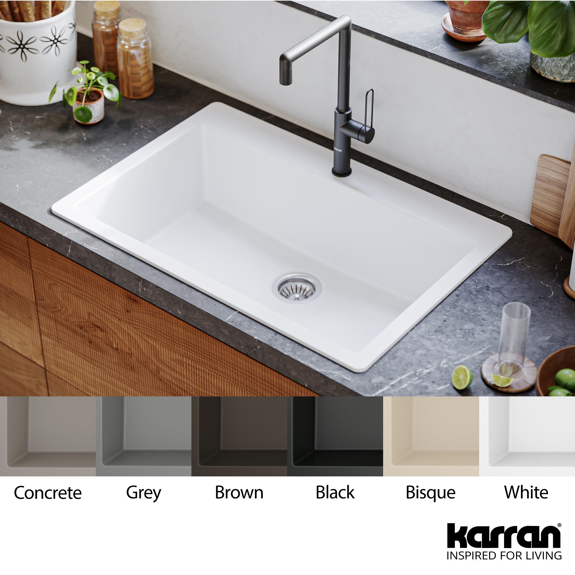 Karran Quartz 33'' X 22'' Large Single Bowl Drop-in Kitchen Sink