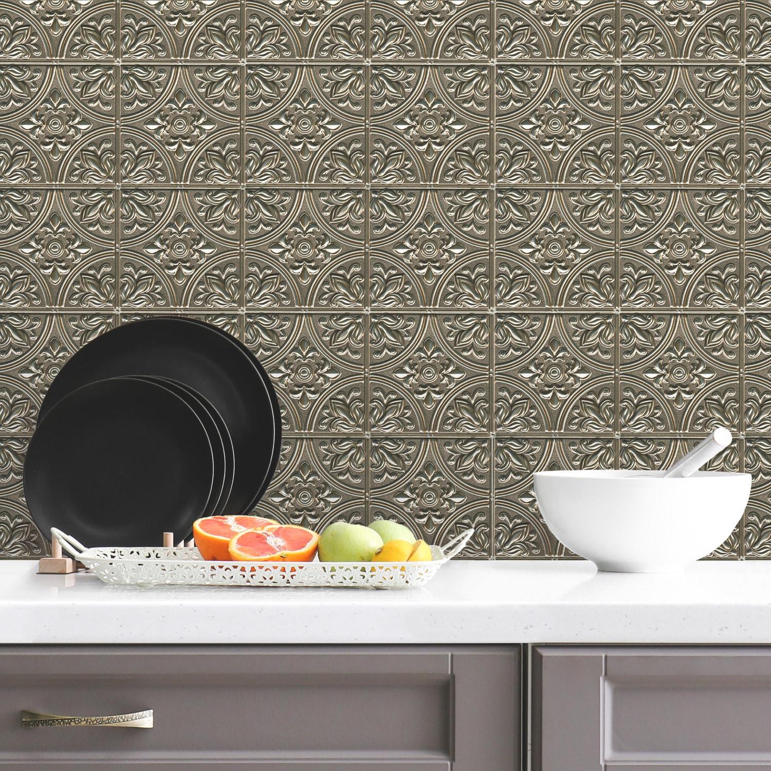 10.5'' W x 10.5'' L PVC Peel and Stick Field Tile