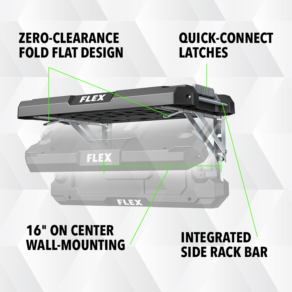 Flex Black and Gray Folding Rack Shelf with Quick-Connect Latch