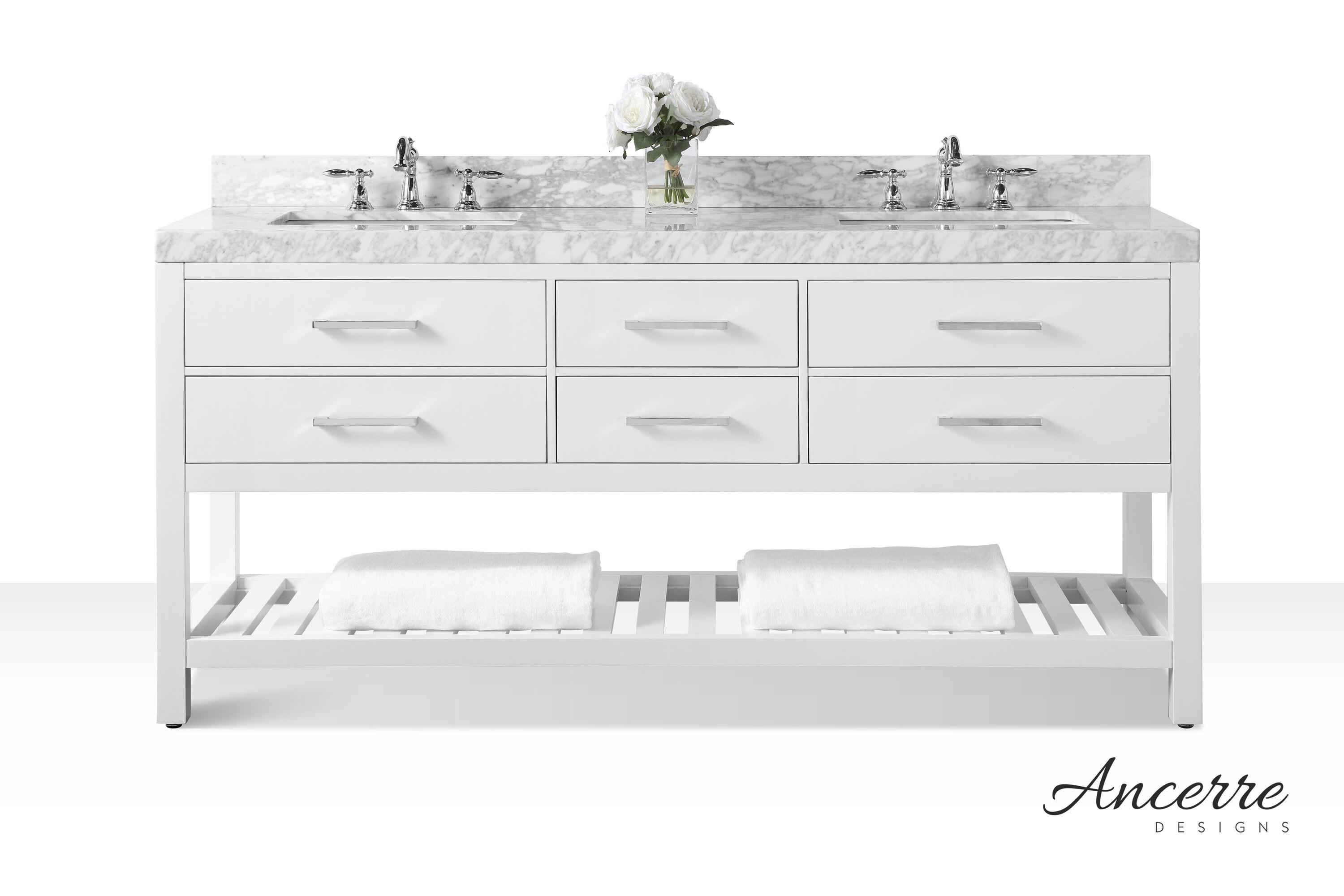 Elizabeth 72'' White Double Vanity with Carrara Marble Top