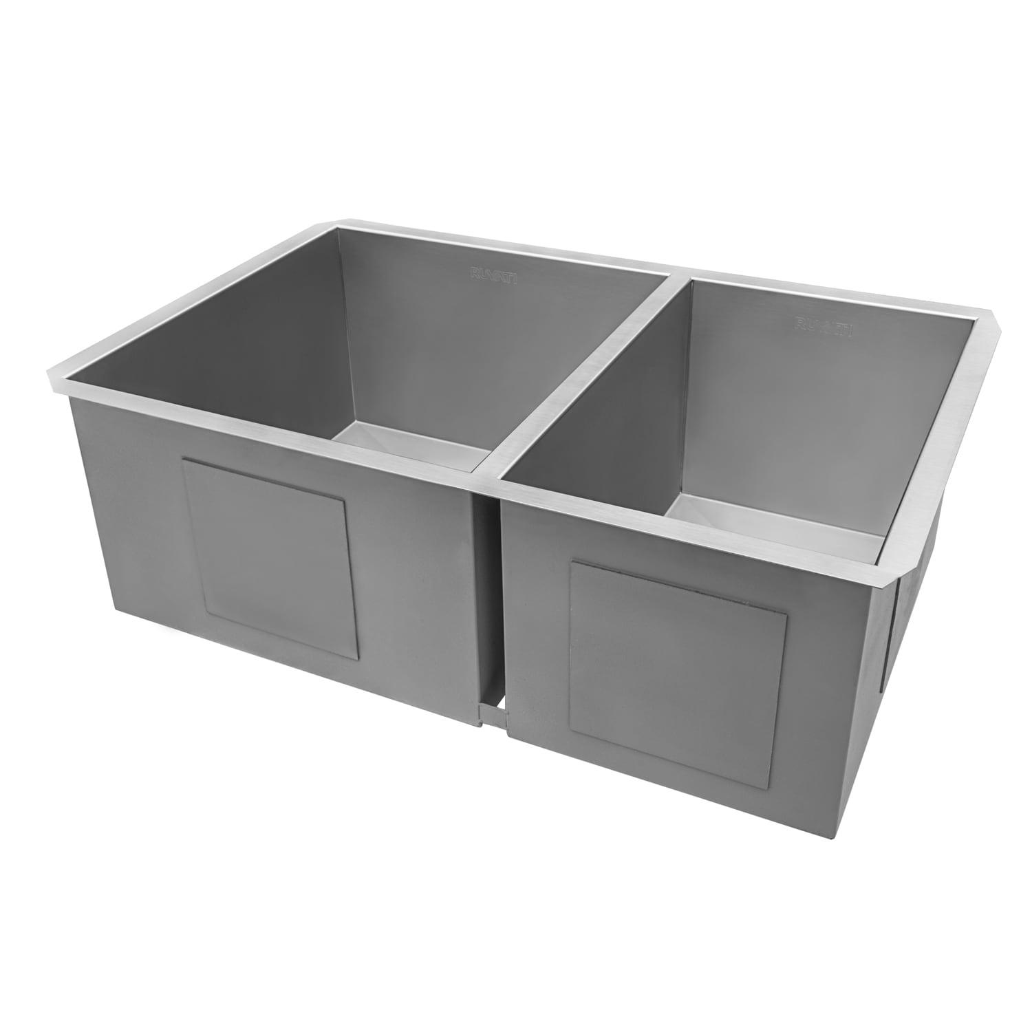 Ruvati 30-inch Undermount 50/50 Double Bowl Zero Radius 16 Gauge Stainless Steel Kitchen Sink