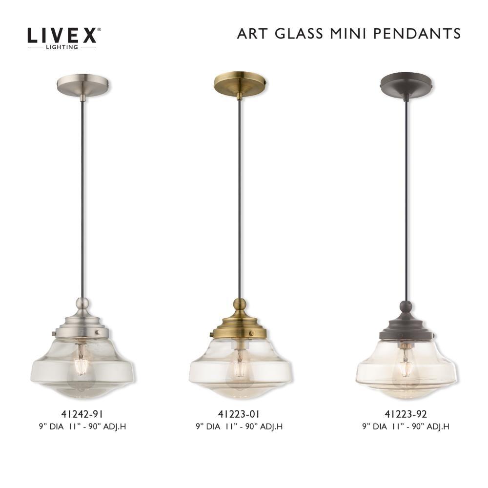 Livex Lighting Art Glass 1 - Light Pendant in  English Bronze