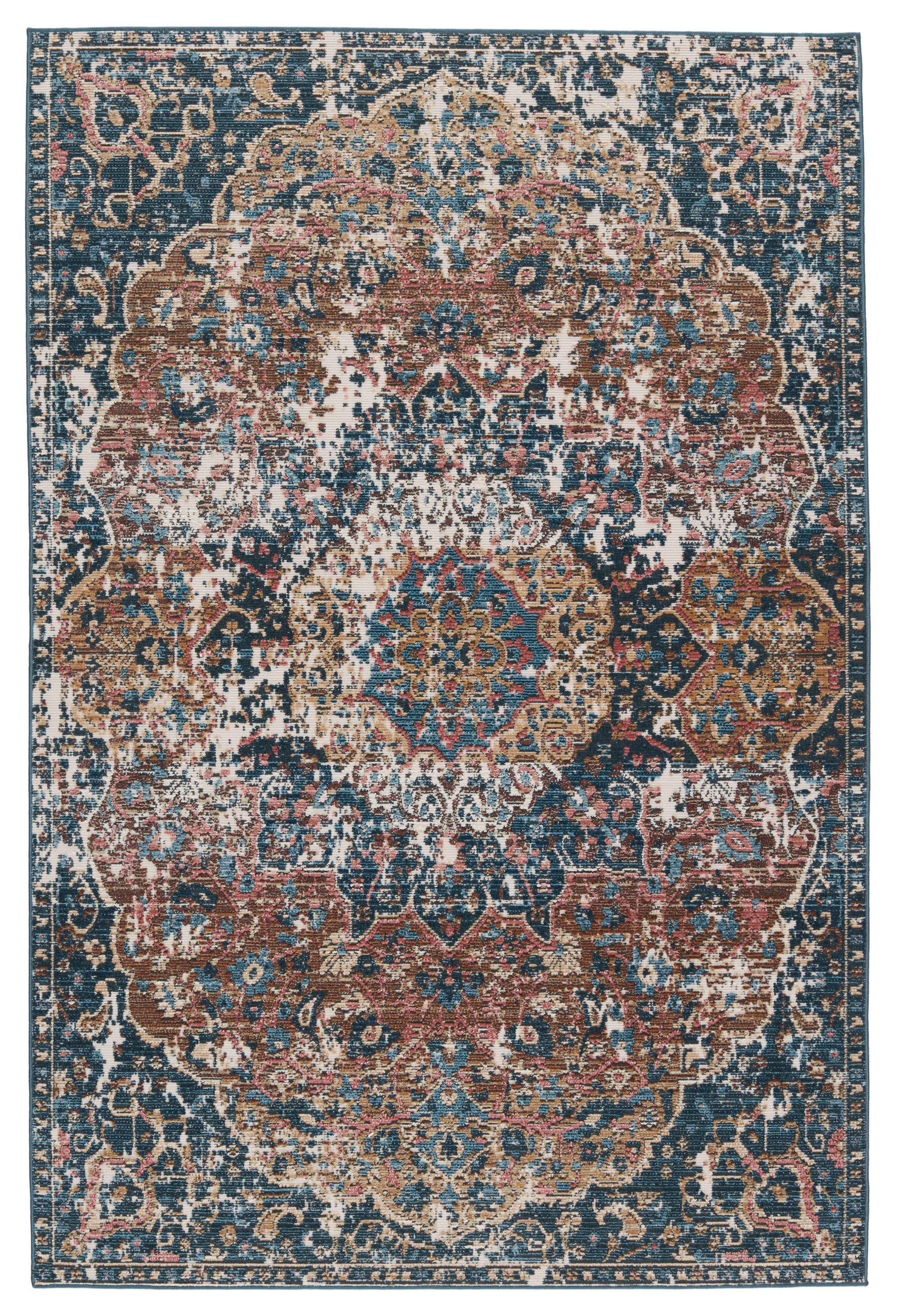 Aegean Medallion 9' x 12' Blue Wool Blend Traditional Area Rug