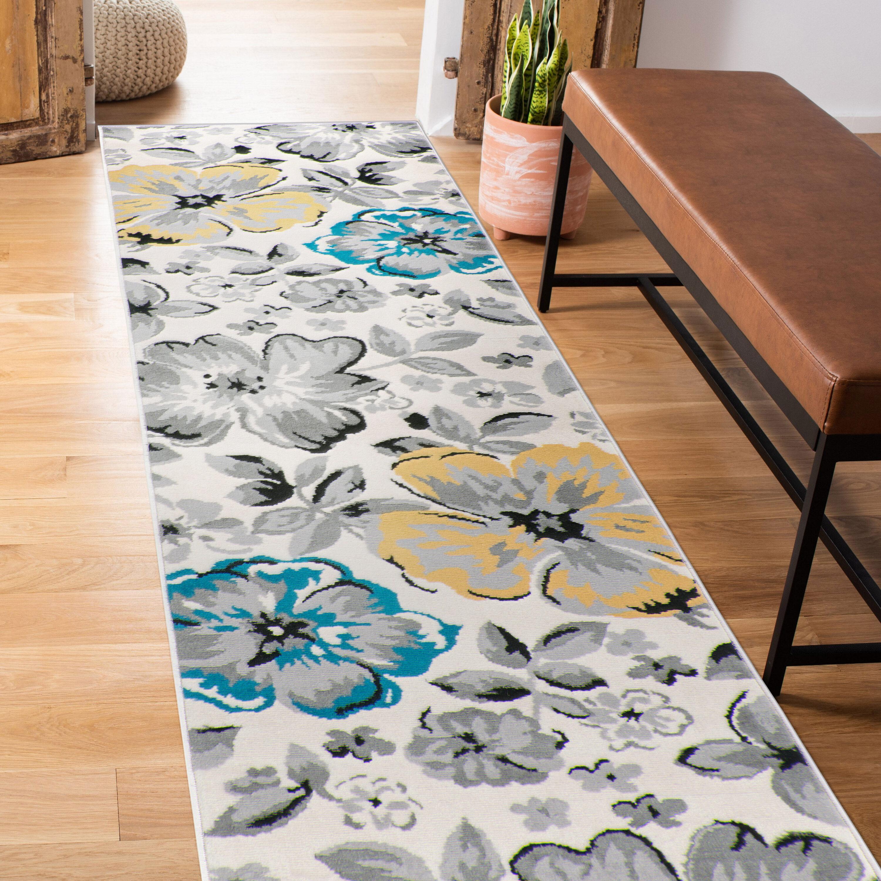 World Rug Gallery Modern Floral Design Cream 2' x 7' Runner Rug