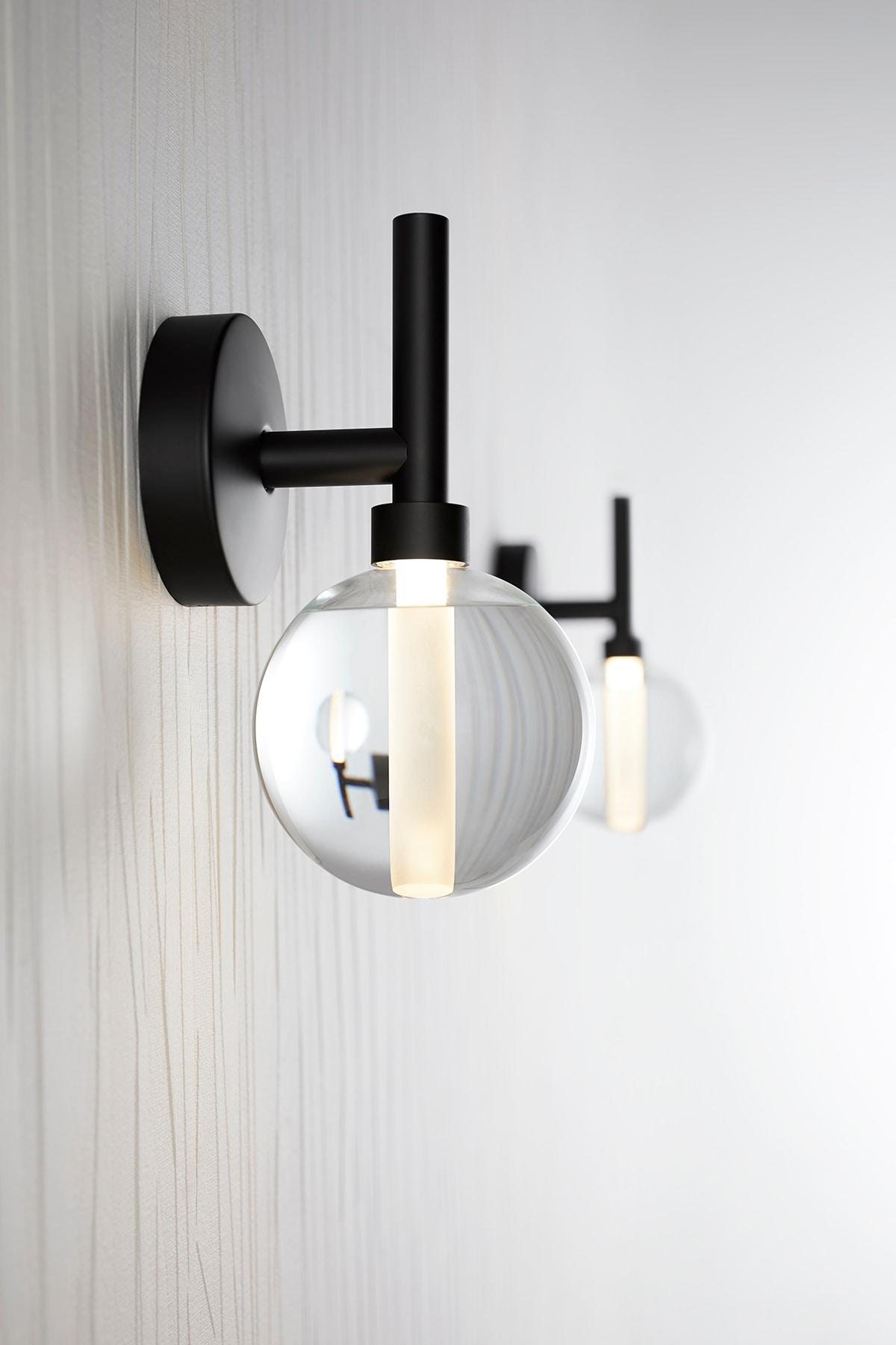 Matte Black Glass Shade Dimmable LED Sconce