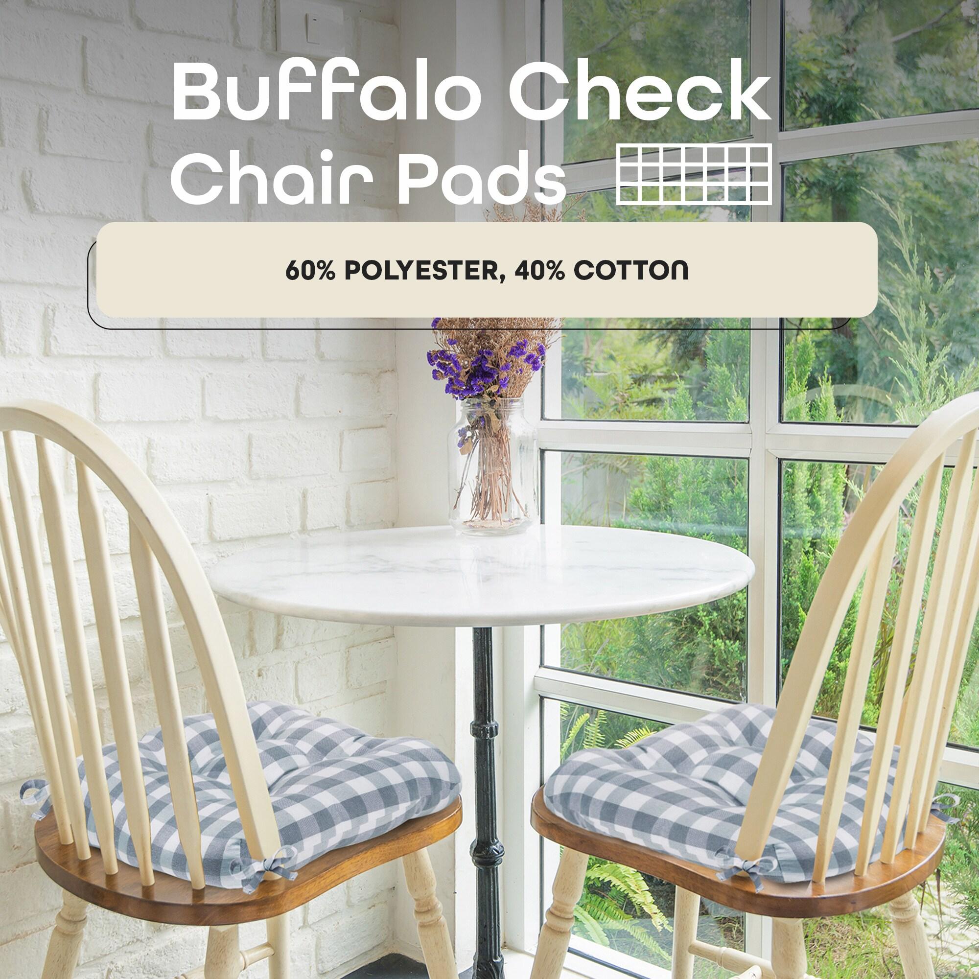 Kate Aurora Set of 2 Country Farmhouse Plaid Stain/Water Resistant Chair Cushions - Gray