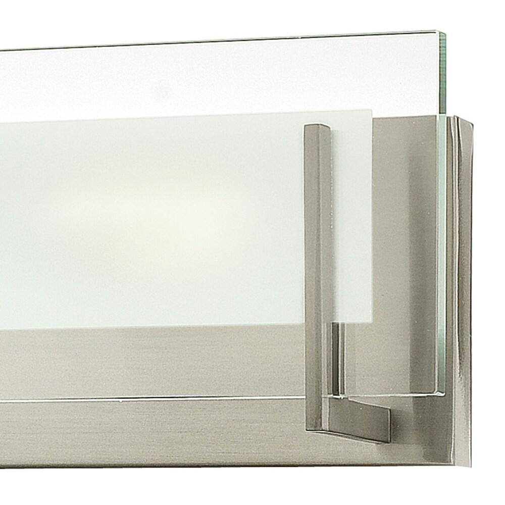 Latitude Sleek 6-Light Brushed Nickel Outdoor Bath Bar with Clear Etched Glass