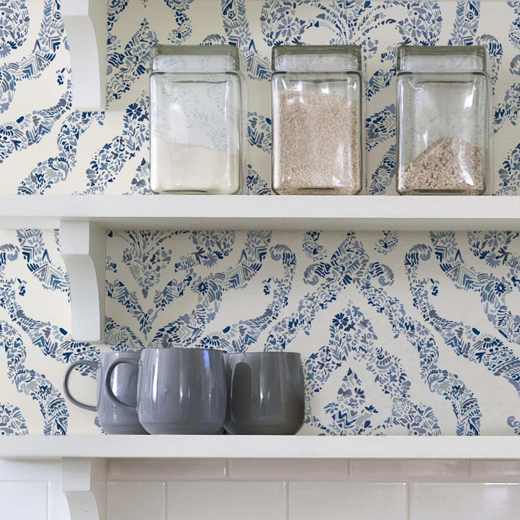 NuWallpaper Guildford Peel and Stick Wallpaper Blue: Removable Vinyl, Self-Adhesive, Smooth Finish, 28.2 Sq Ft Coverage