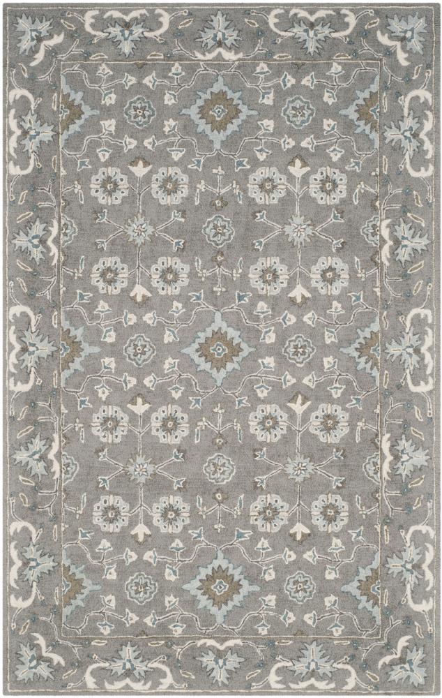 Blossom BLM218 Hand Tufted Area Rug - Grey - 5'x8' - Safavieh.