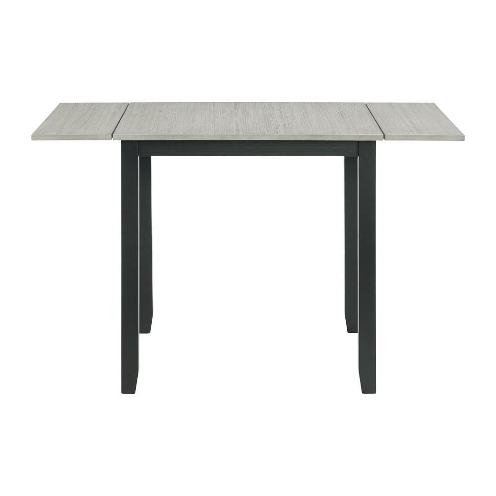Picket House Furnishings 3pc Tuttle Drop Leaf Extendable Dining Table Set and 2 Chairs Gray/Black: Modern Rectangle Shape, Upholstered Chairs