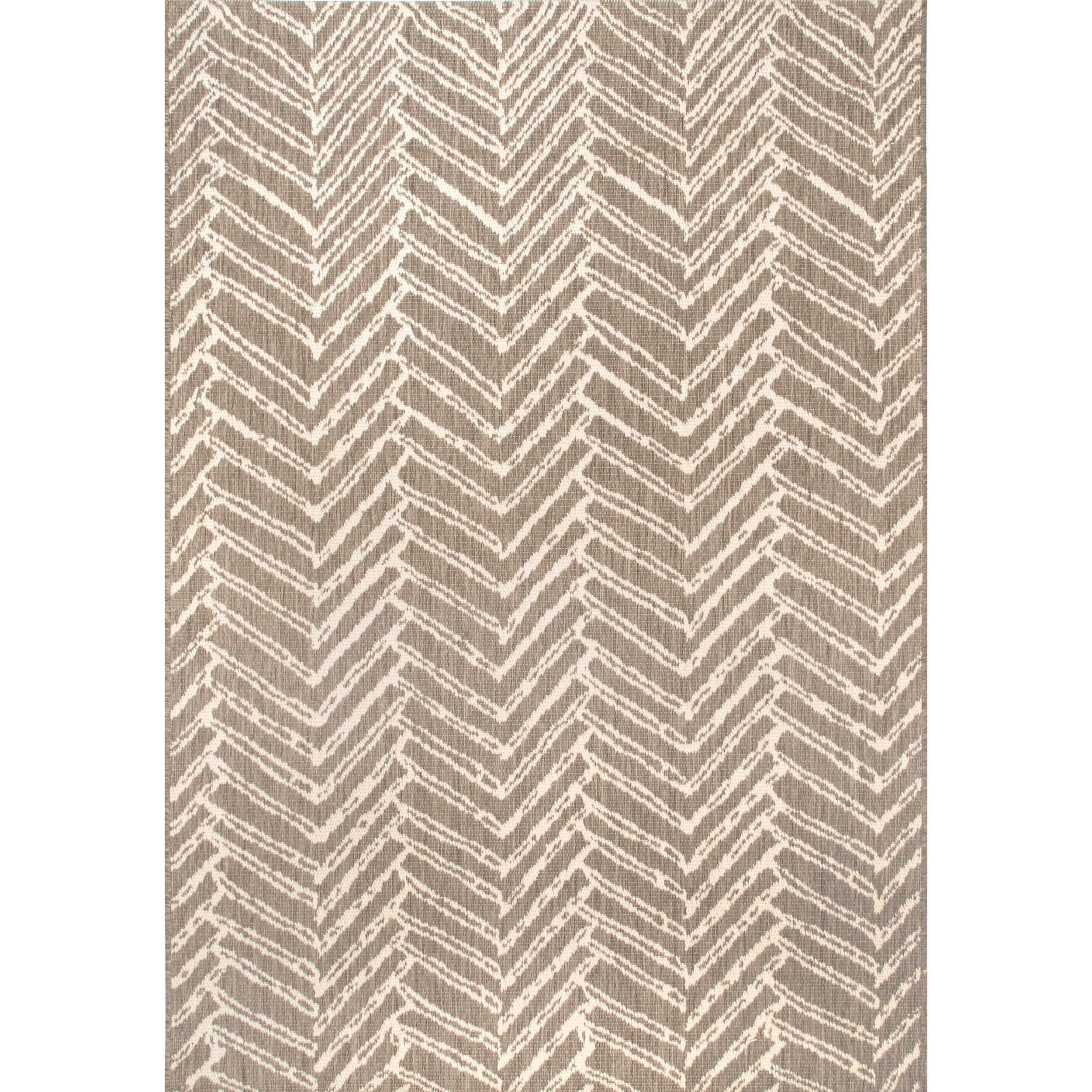Nuloom Macklin Herringbone 5x8 Indoor/Outdoor Area Rug for Living Room Patio Deck Front Porch Kitchen, Brown/Ivory
