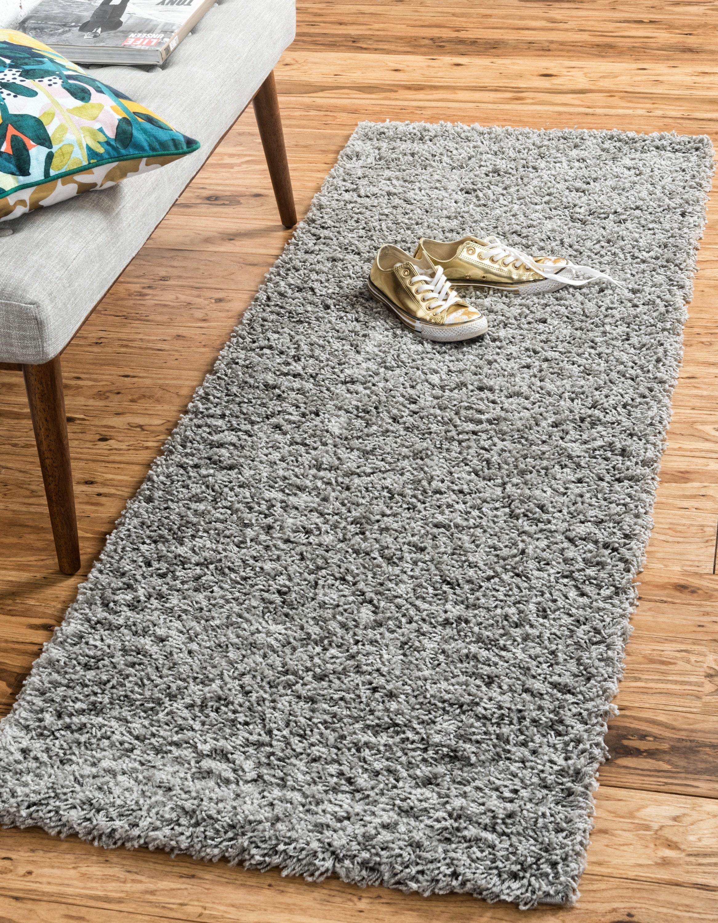 Unique Loom 2' 7 x 10' 0 Solid Shag Cloud Gray Area Rug