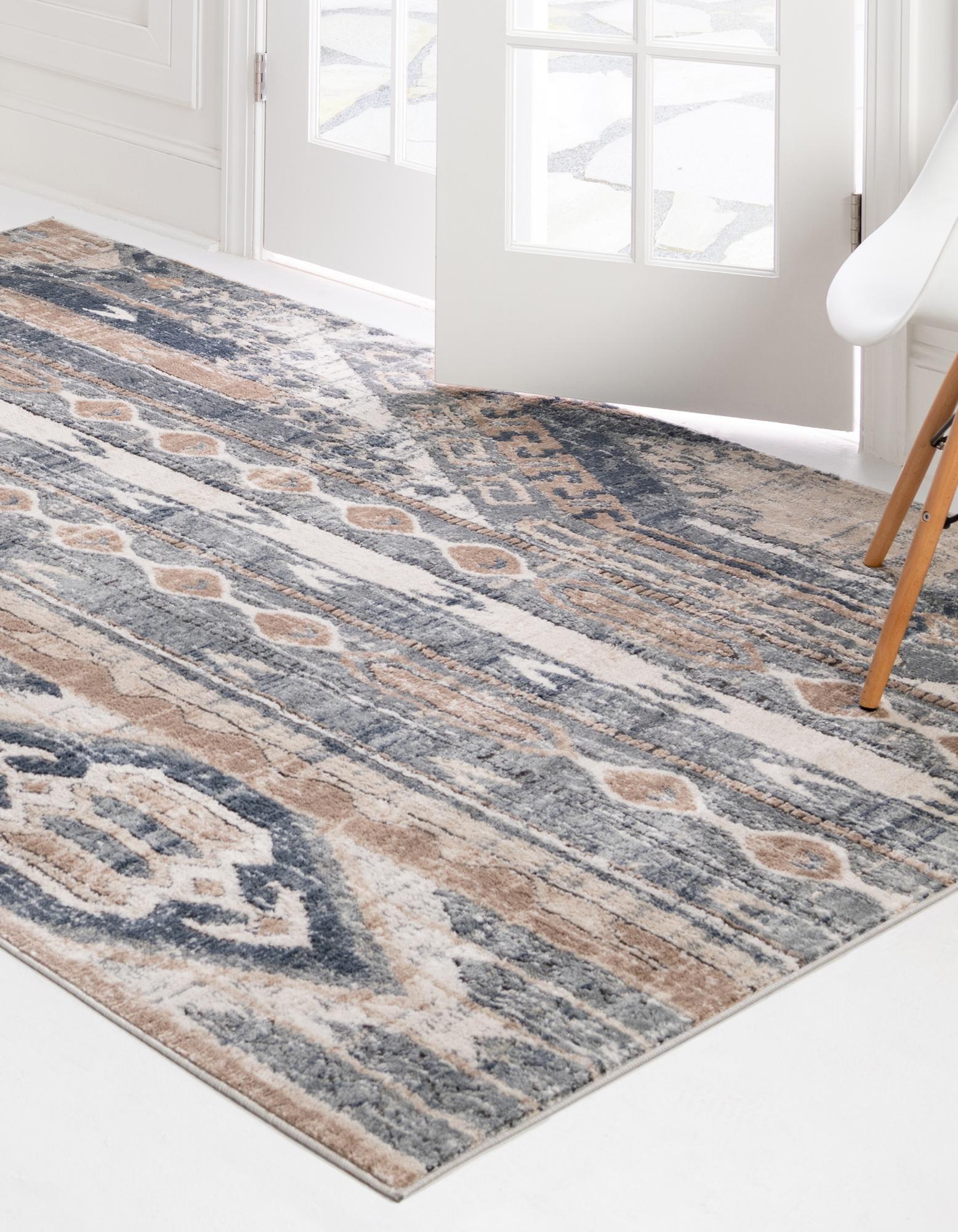 Unique Loom Portland Collection Area Rug - Orford (10'  x 14' 1" Rectangle Navy Blue/Blue)