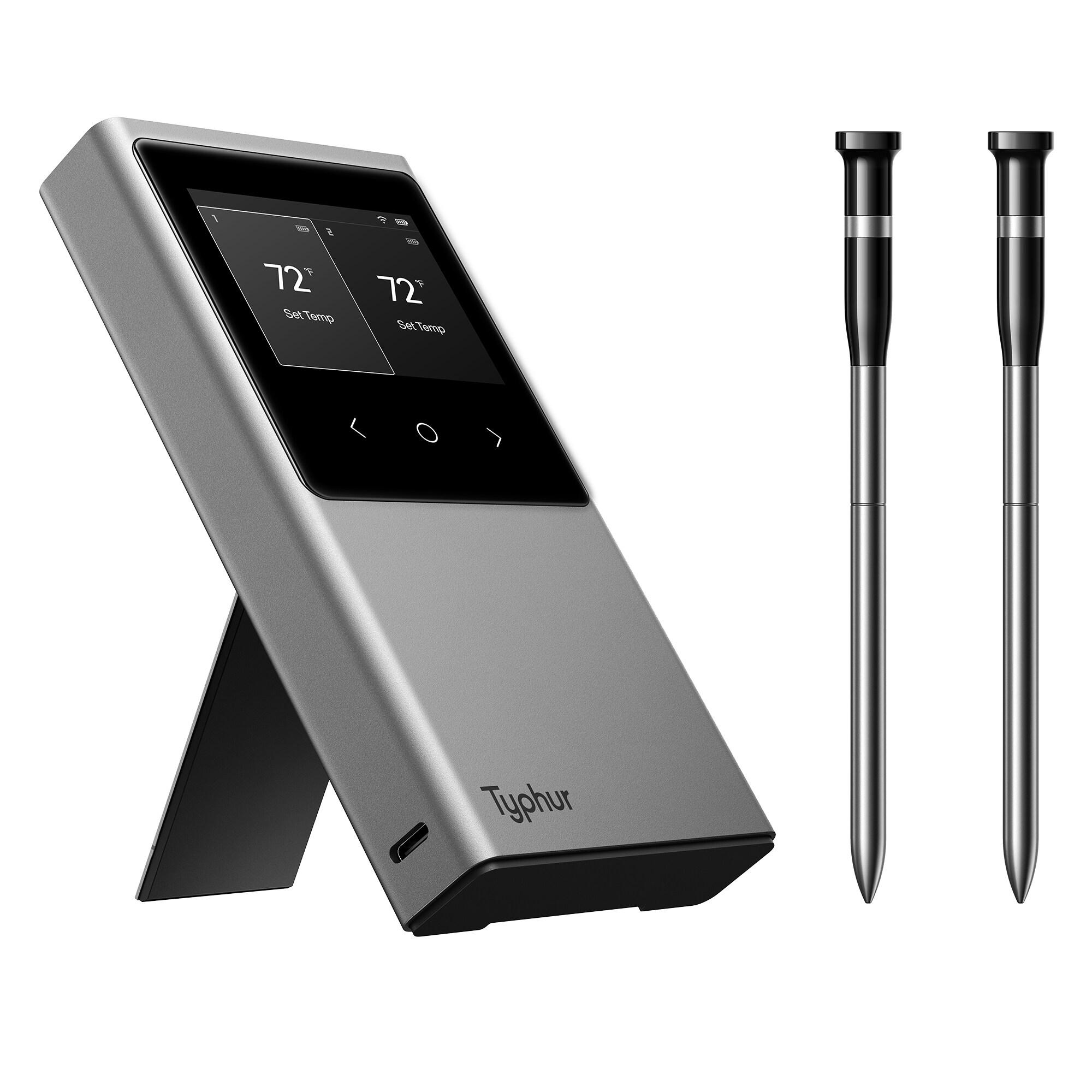 Typhur Sync Dual Wireless Meat Thermometer, Digital Food Cooking Thermometer with Bluetooth 5.4, Wifi Unlimited Range, Smart Base for Kitchen, Grill, BBQ, Oven