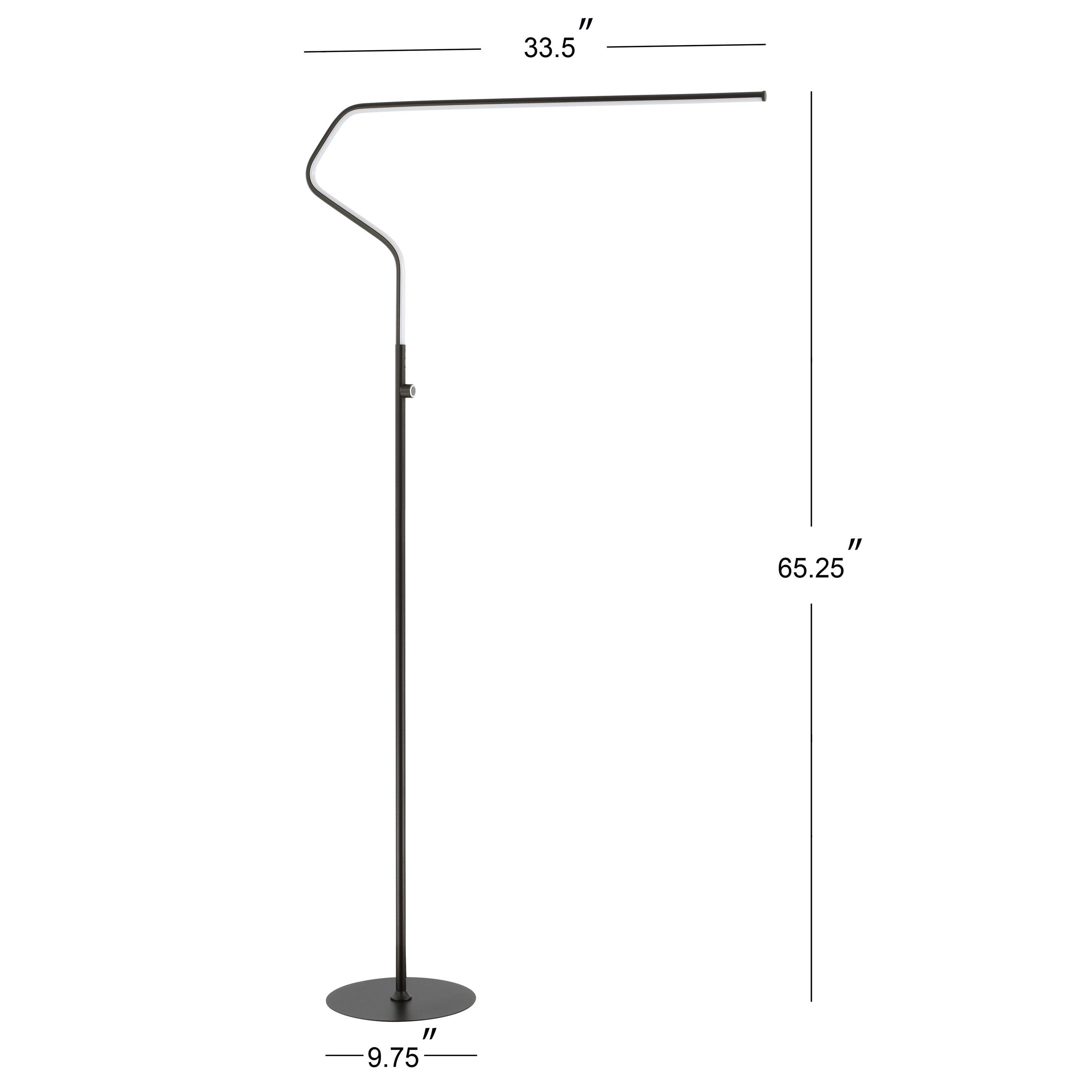 JONATHAN Y JYL7020B Julian 65.25" Integrated LED Metal Floor Lamp, Minimalistic, Modern, Contemporary for living room, dinning room, bedroom, office, Black