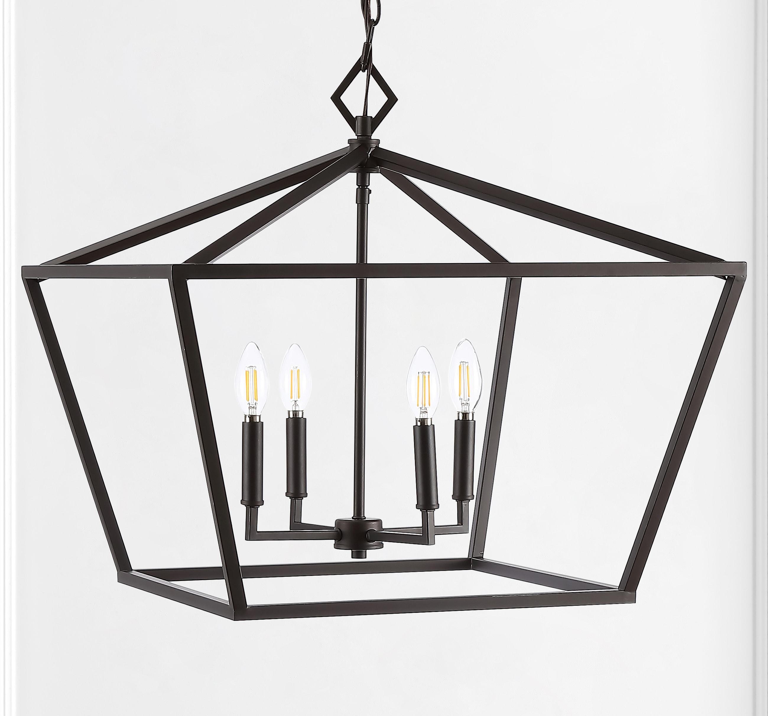 Gatsby 23" 4-Light Adjustable Iron Rustic Glam LED Pendant, Oil Rubbed Bronze