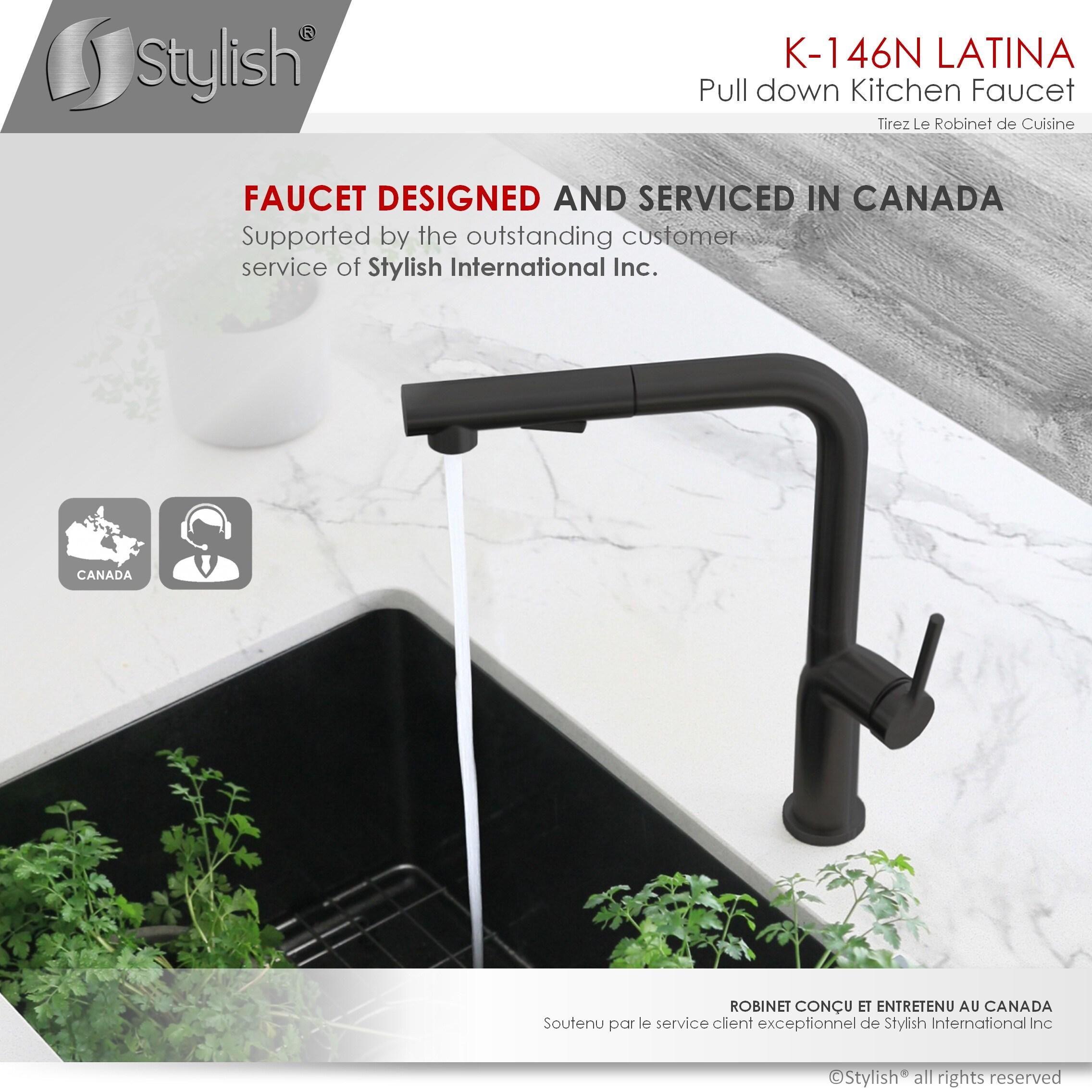 Modern Faucet Stylish Latina One-Handle Pull Down Kitchen Faucet