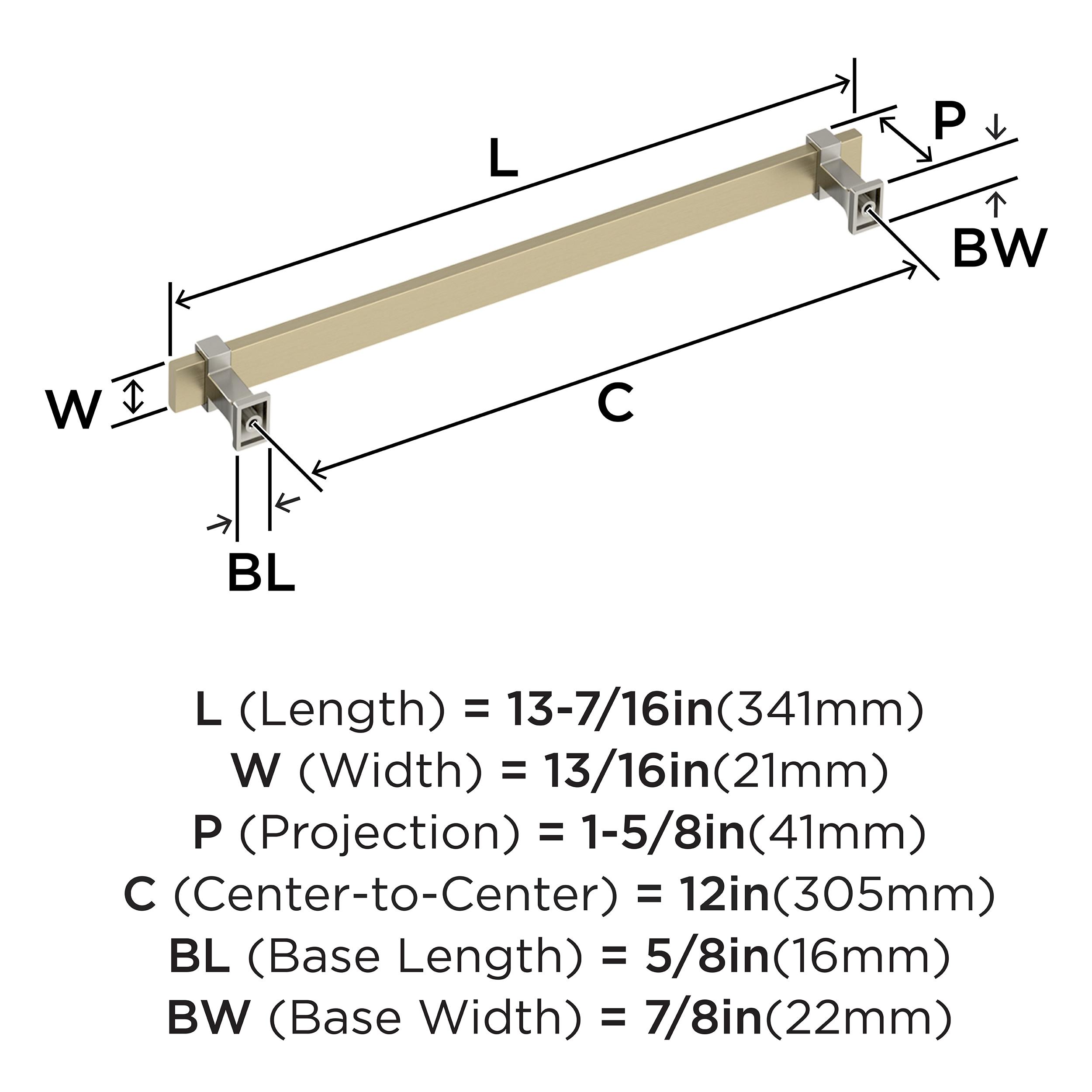 Amerock Overton 12 inch (305mm) Center-to-Center Golden Champagne/Satin Nickel Appliance Pull