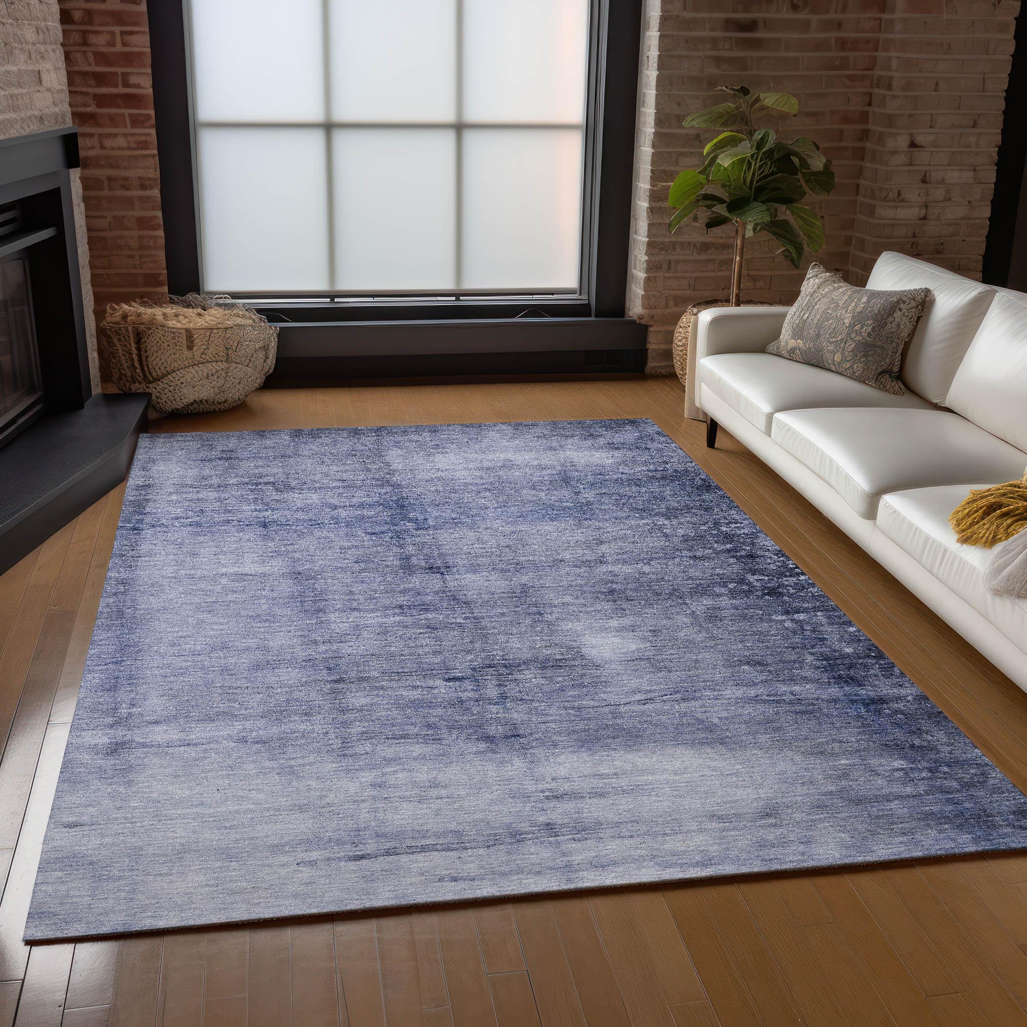 Navy Synthetic Flat Woven Reversible 8' x 10' Rug
