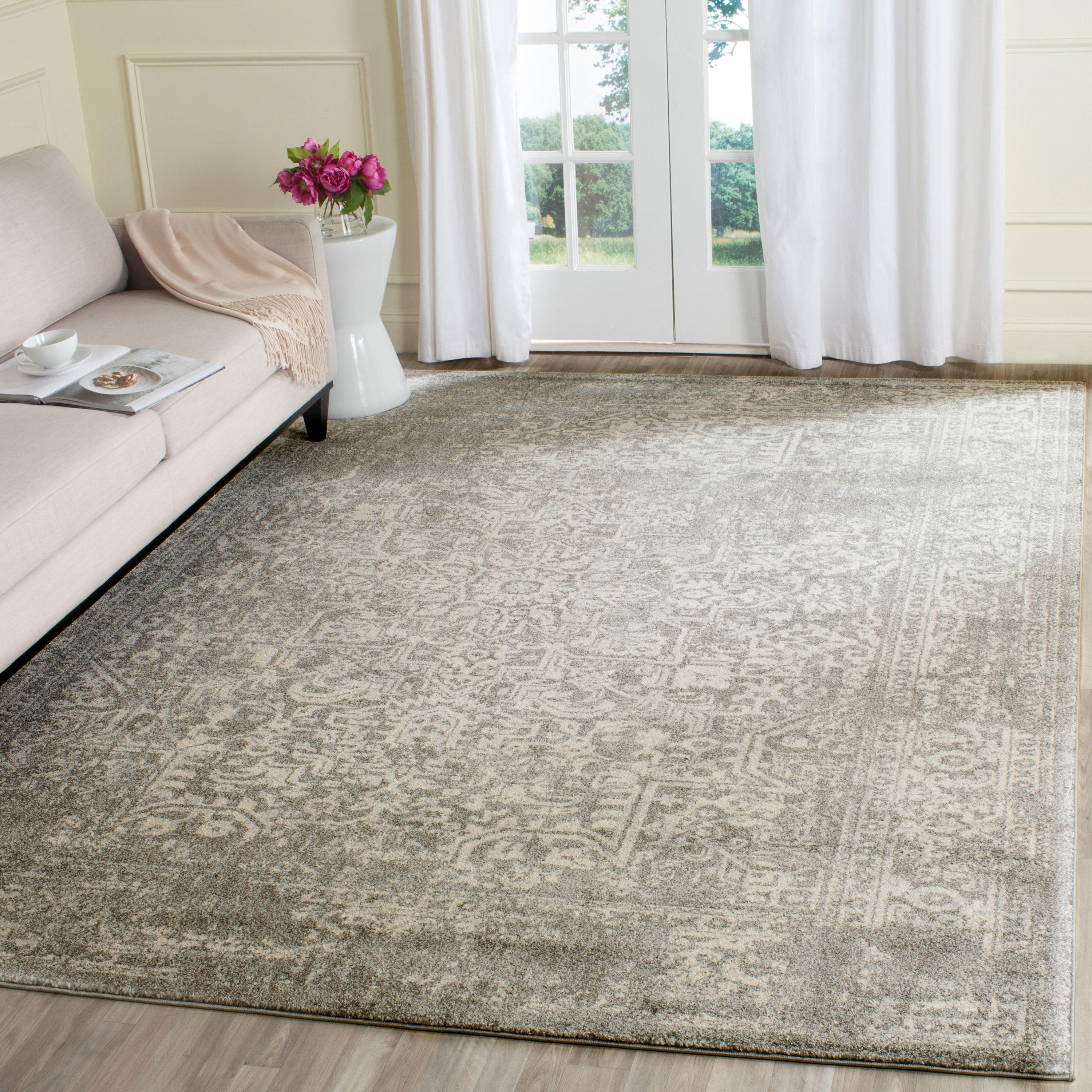 Evoke EVK256 Power Loomed Area Rug - Silver/Ivory - 8'x10' - Safavieh.