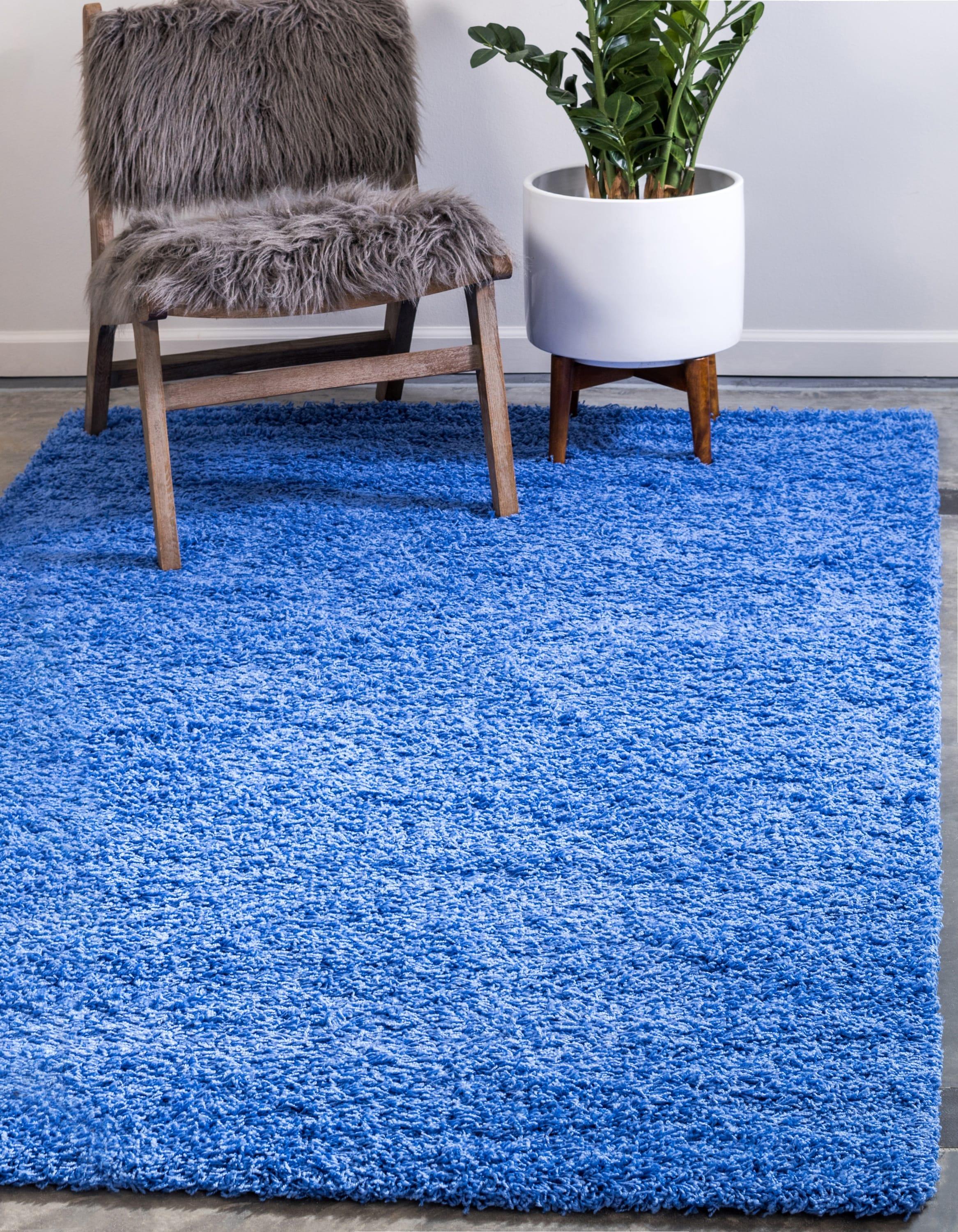 Unique Loom 8' 0 x 11' 0 Rectangle Solid Shag Periwinkle Blue Area Rug