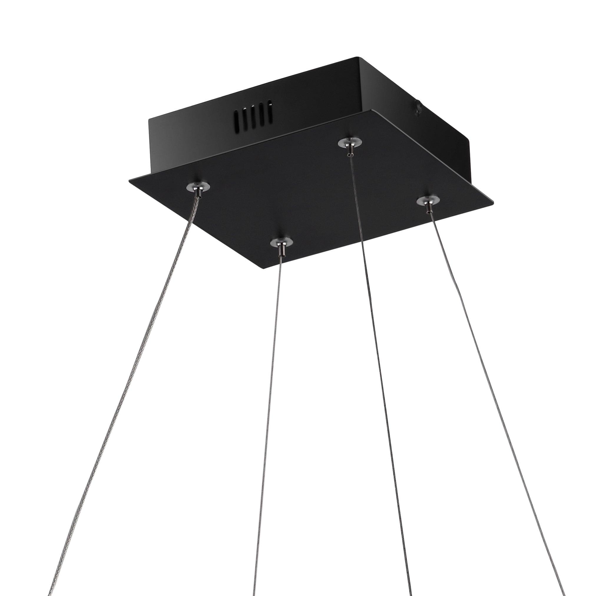 Nero 23.63" Square Contemporary Modern Metal Integrated LED Pendant Light, Black