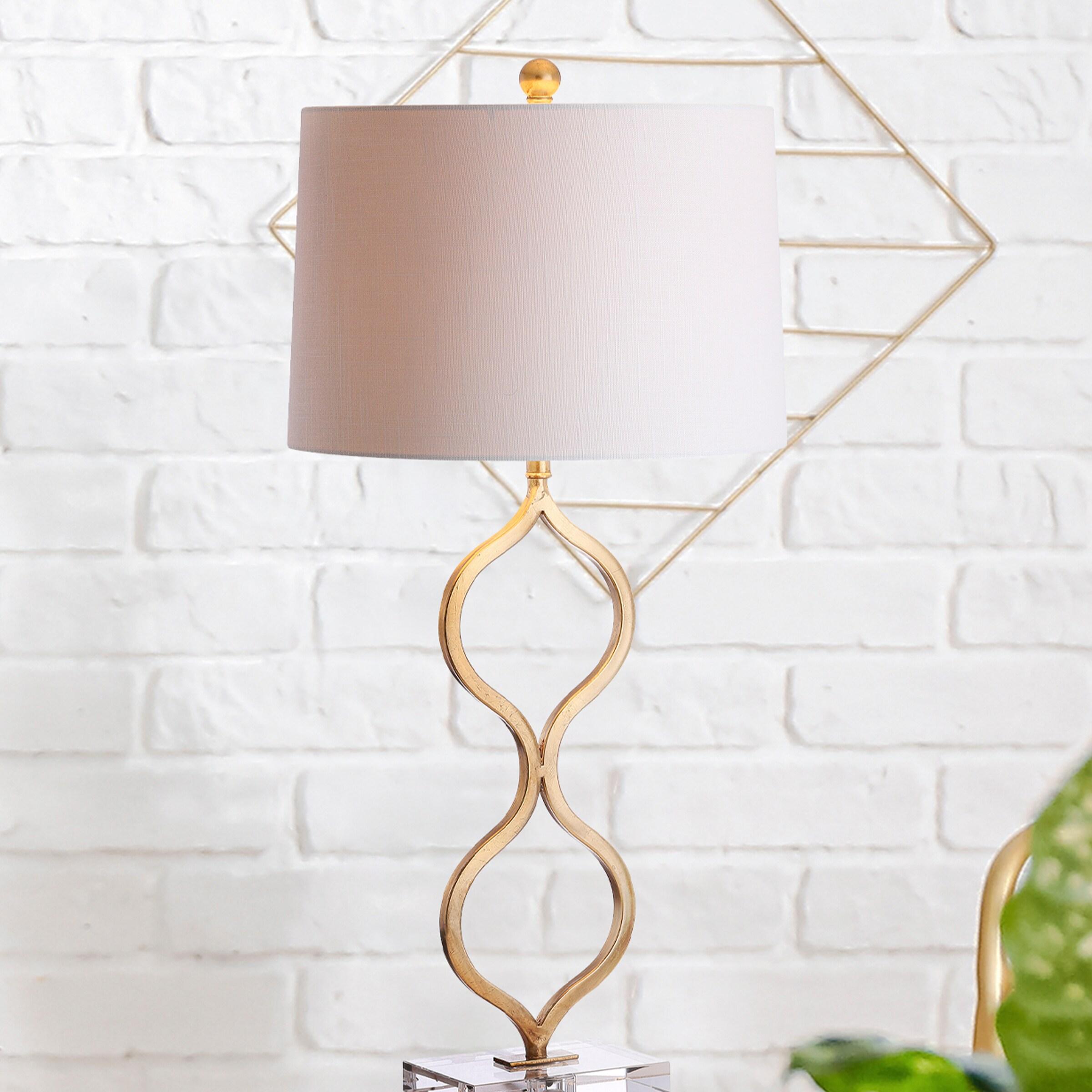 Levi 31.5" Metal/Crystal LED Table Lamp, Gold Leaf