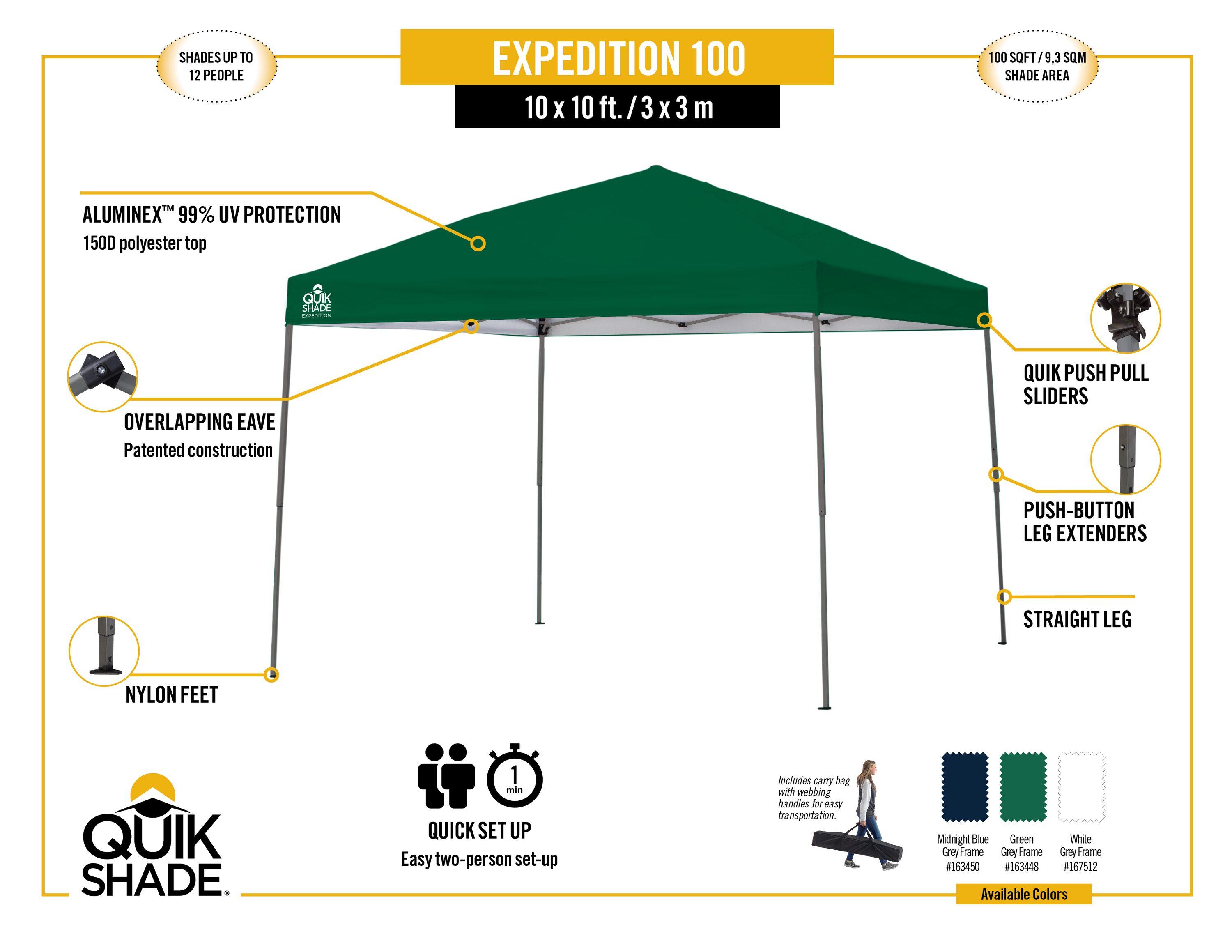 QuikShade Expedition 10 Ft. W x 10 Ft. D Steel Pop-Up Canopy & Reviews | Wayfair