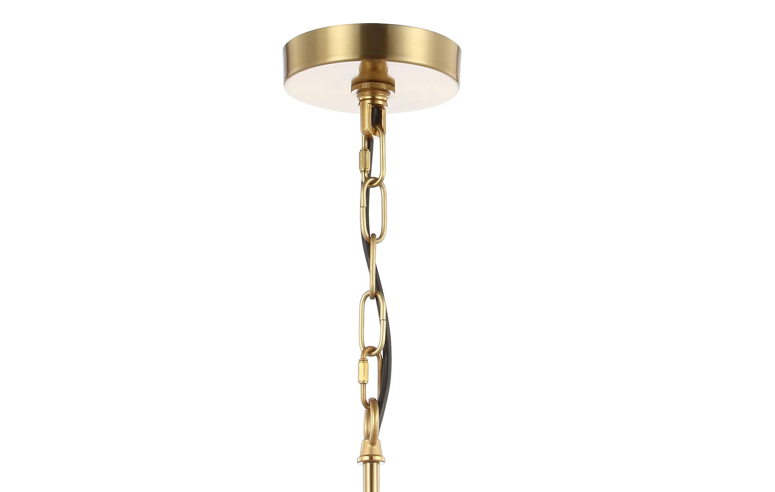 JONATHAN Y JYL6122A Colin 3-Light 22" Adjustable Iron/Glass Retro Hurricane LED Chandelier, Contemporary, Glam for living room, dinning room, bedroom, office Bulb Included, Brass Gold