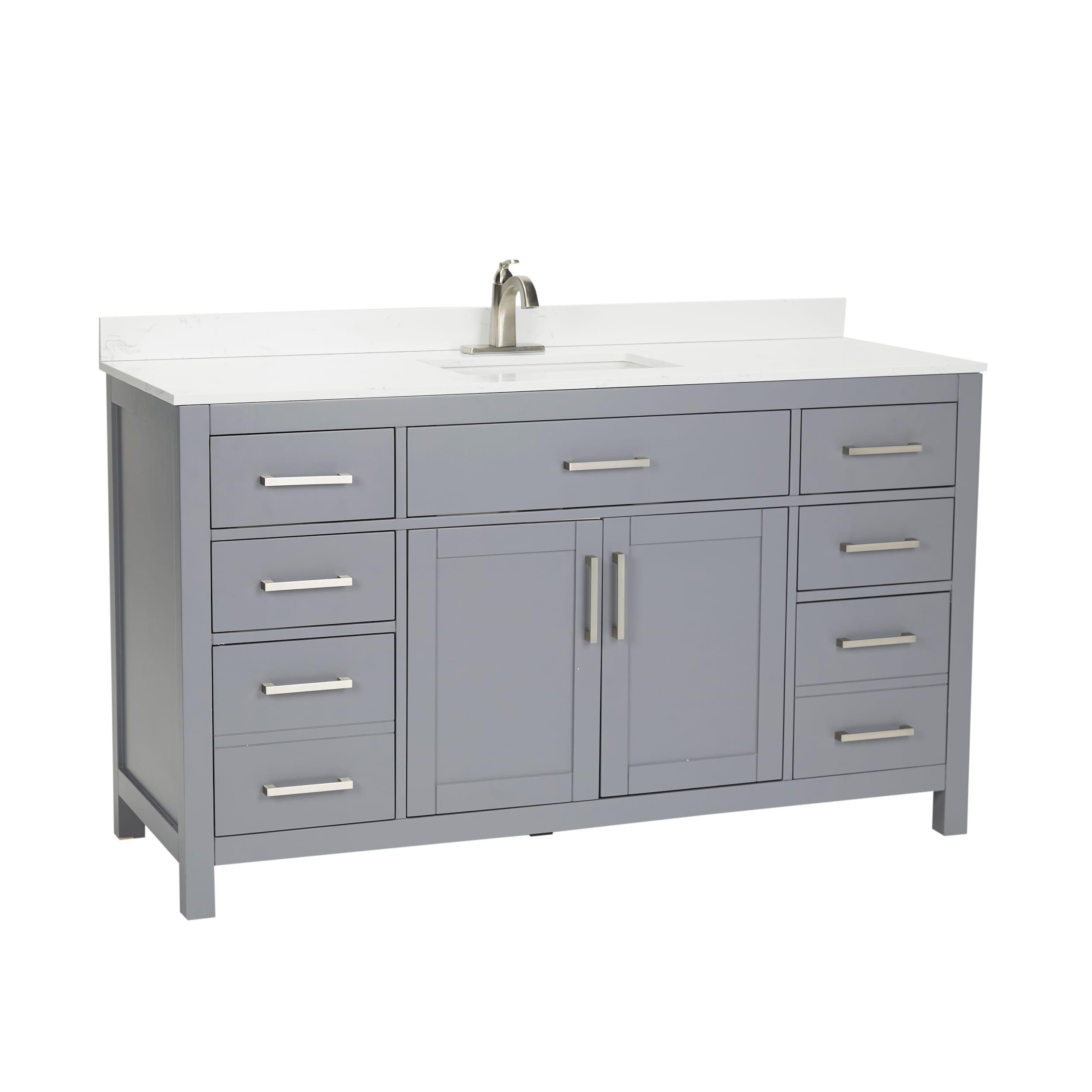 Beckett 60" Freestanding Single Bathroom Vanity with Cultured Marble Top