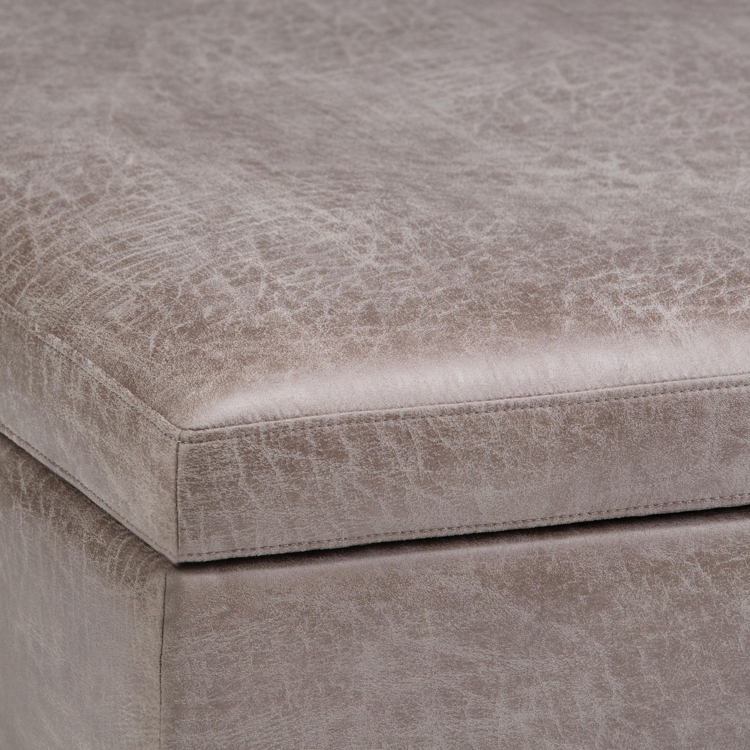 Simpli Home Owen 36"W Upholstered Square Coffee Table Storage Ottoman with Lift Top and Solid Wood Legs