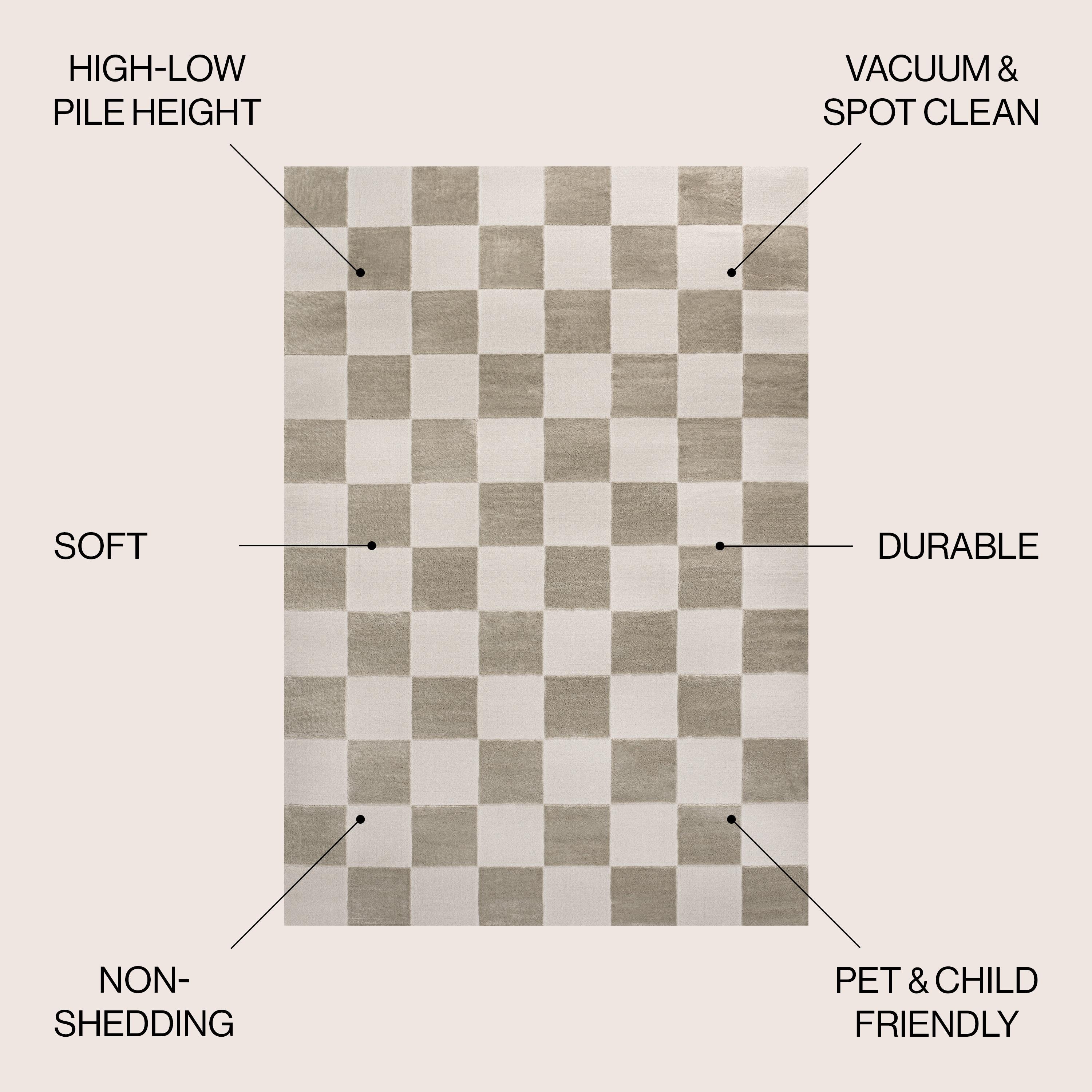 JONATHAN Y Thea Modern Geometric Checkerboard High-Low Beige/Cream 3 ft. x 5 ft. Area Rug