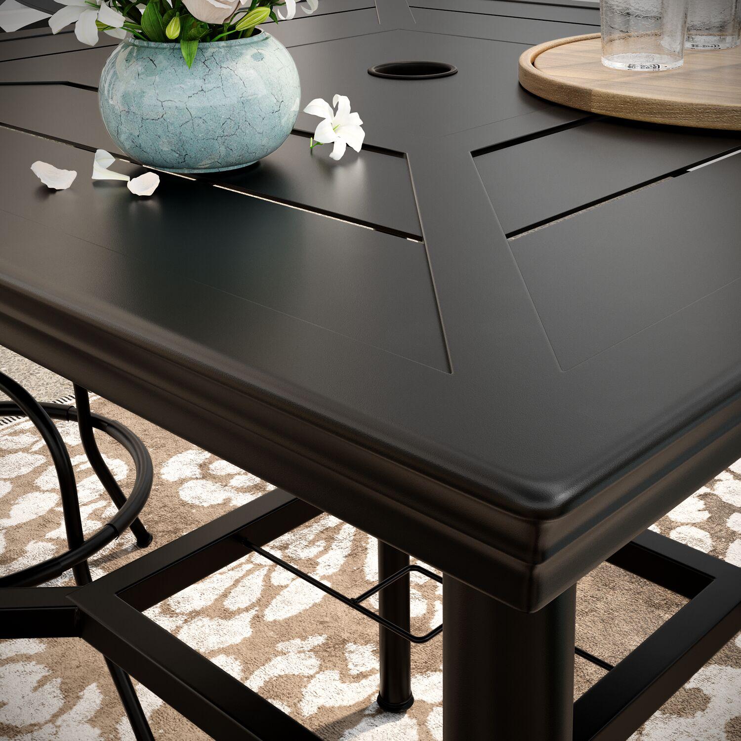 Hanover Montclair 3 Pcs Steel Outdoor High-Dining Set, Navy Blue