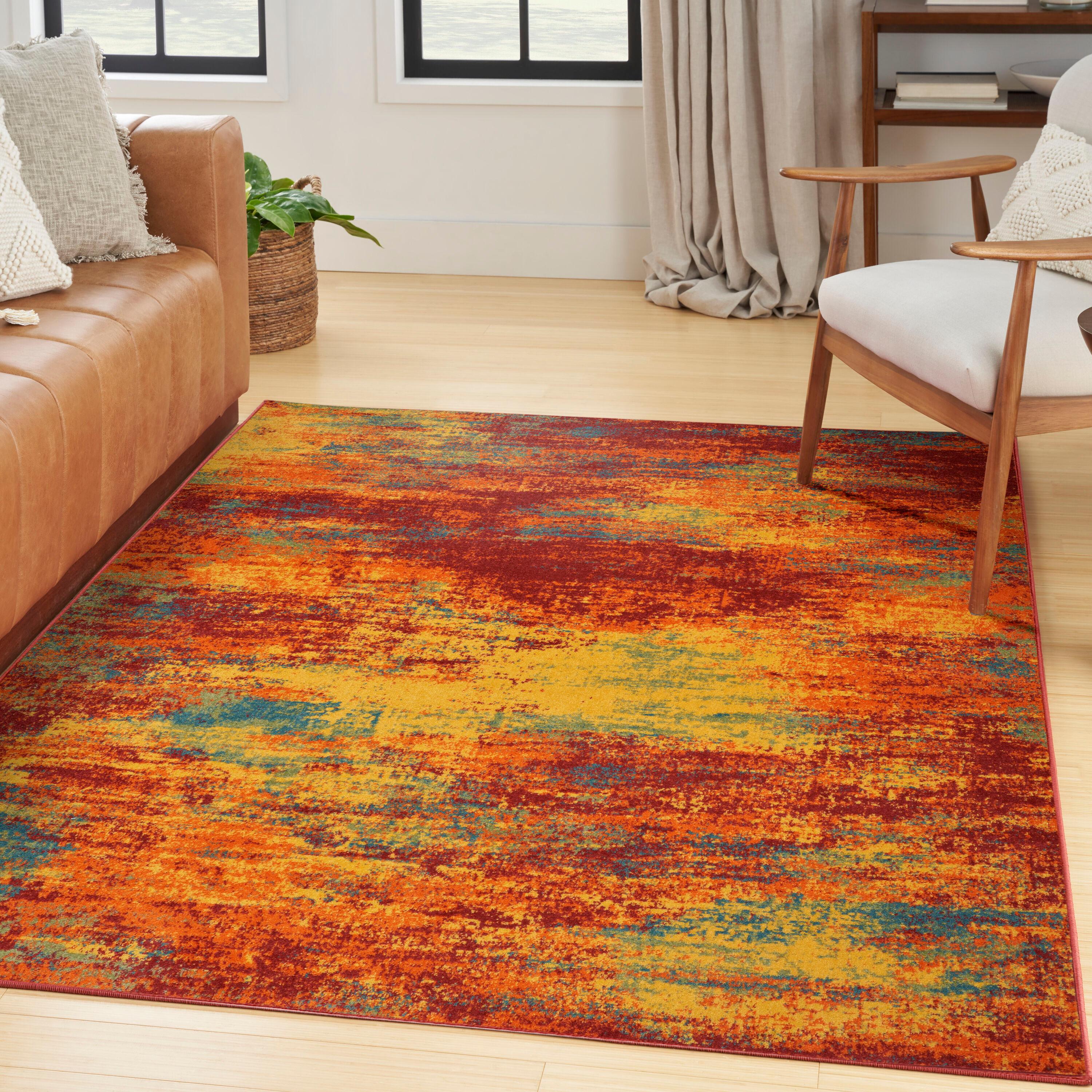 Nourison Essentials Abstract Indoor Outdoor Rug Flame 4' x 6'