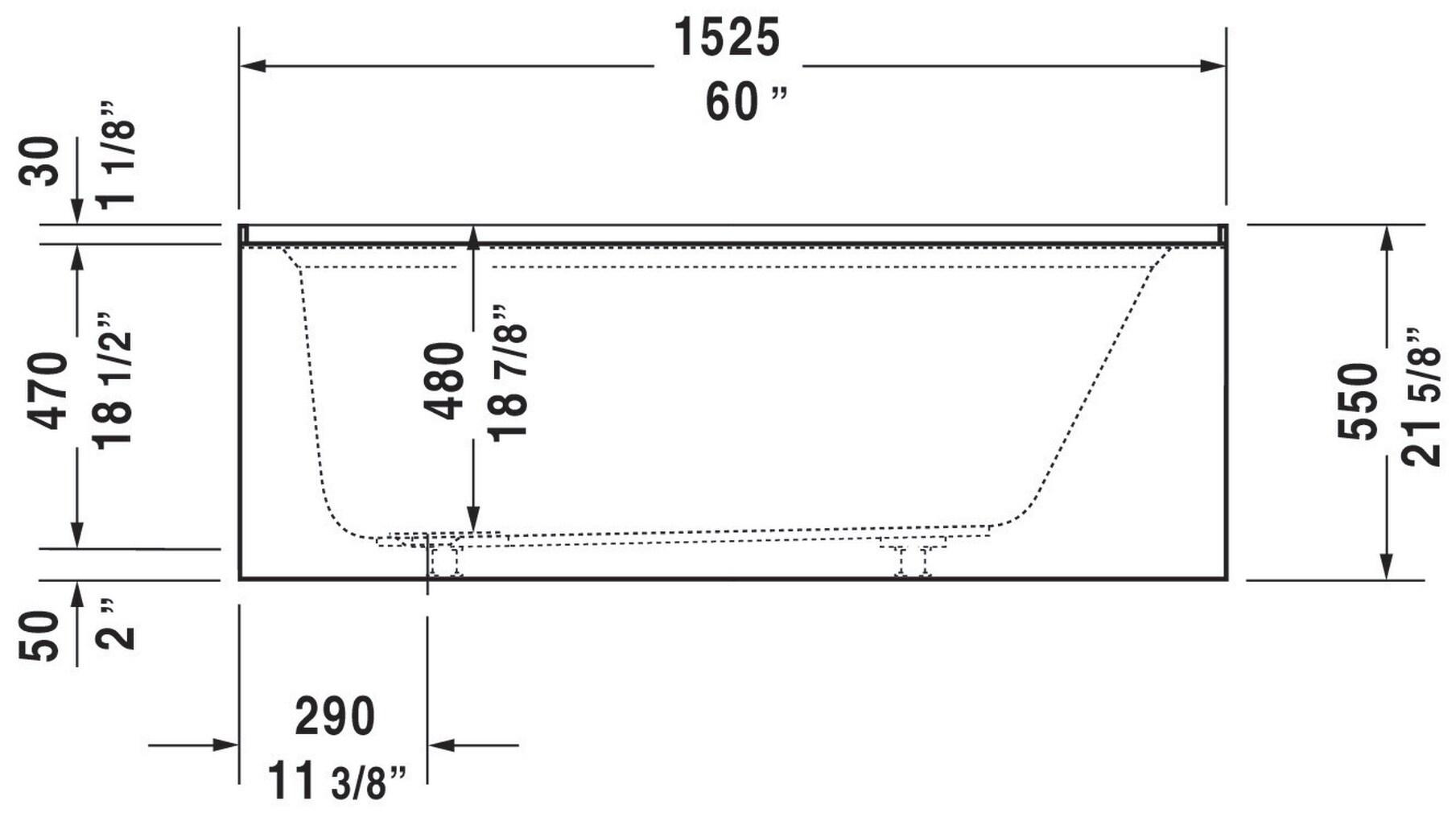 Architec 60" x 32" Alcove Soaking Bathtub with Left Drain (drain not included) - White