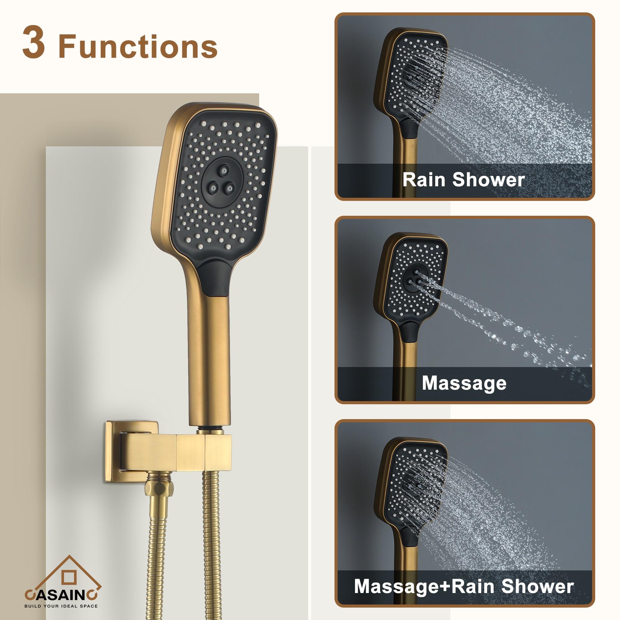 Rainfall Symphony 12inch 3-Function Dual Shower Head Thermostatic Shower System with 3 Sprays Handheld