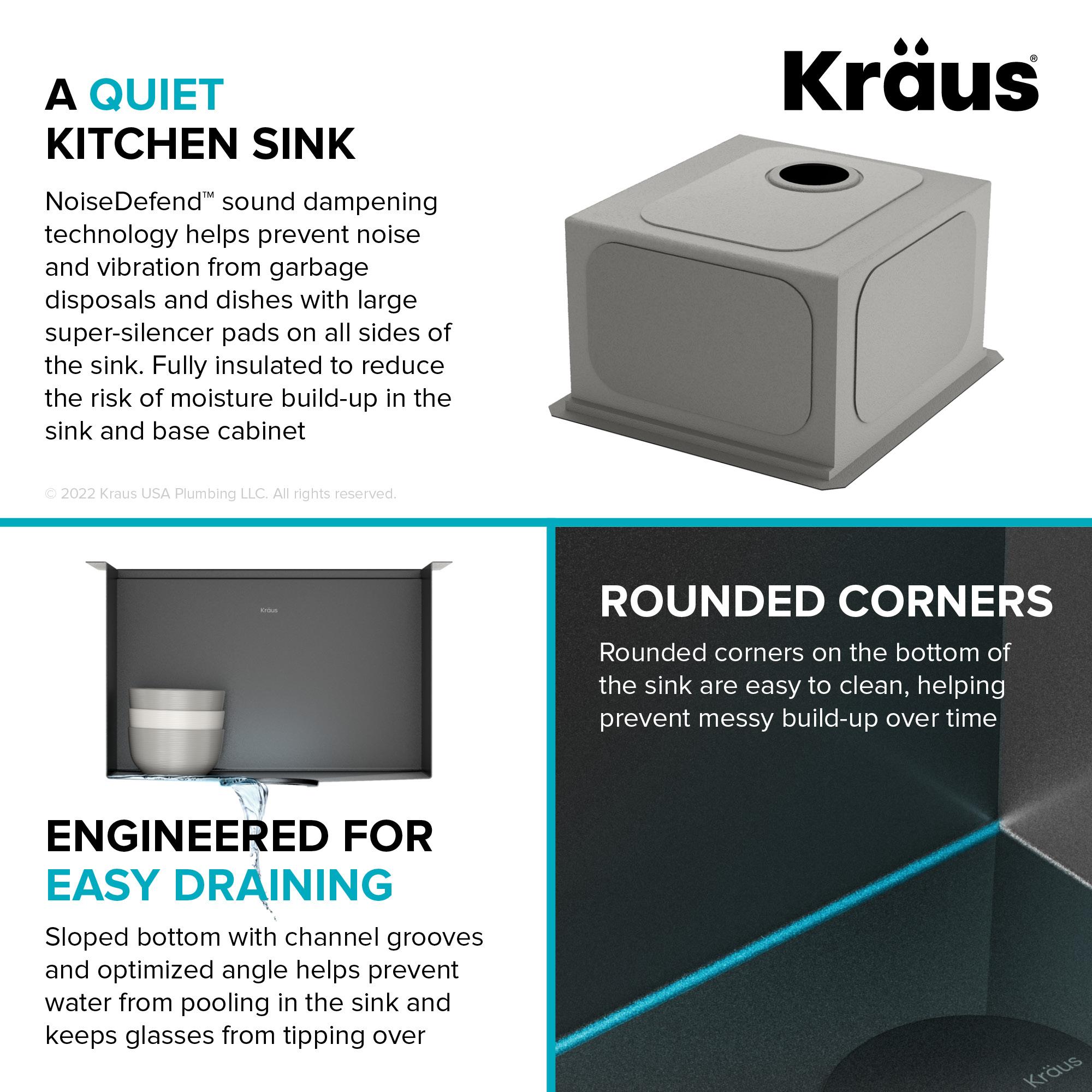 KRAUS Kore™ Undermount Workstation 16 Gauge Black Stainless Steel Single Bowl Kitchen Sink in PVD Gunmetal Finish