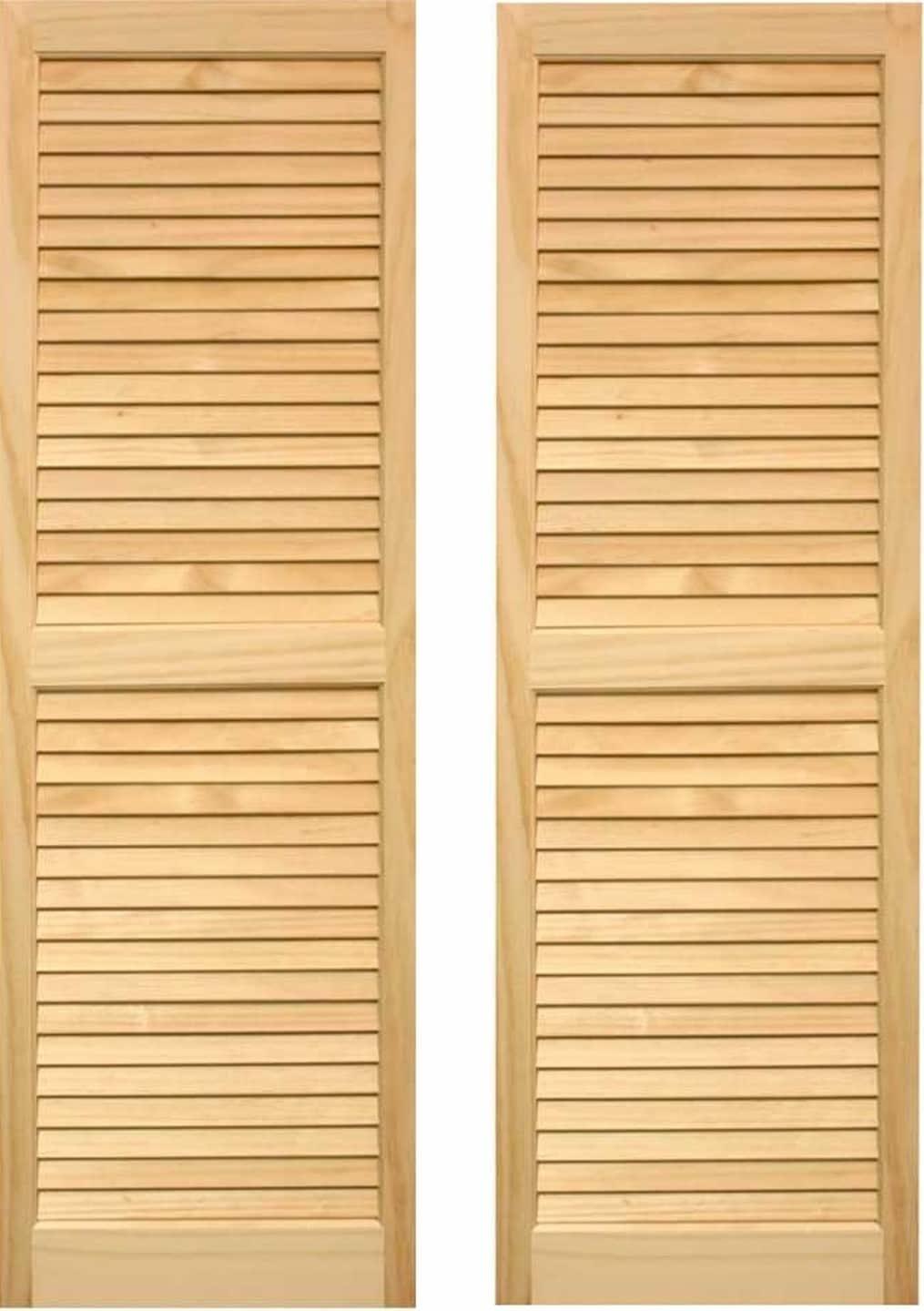 Pinecroft Louvered Wood Exterior Shutters (Set of 2)