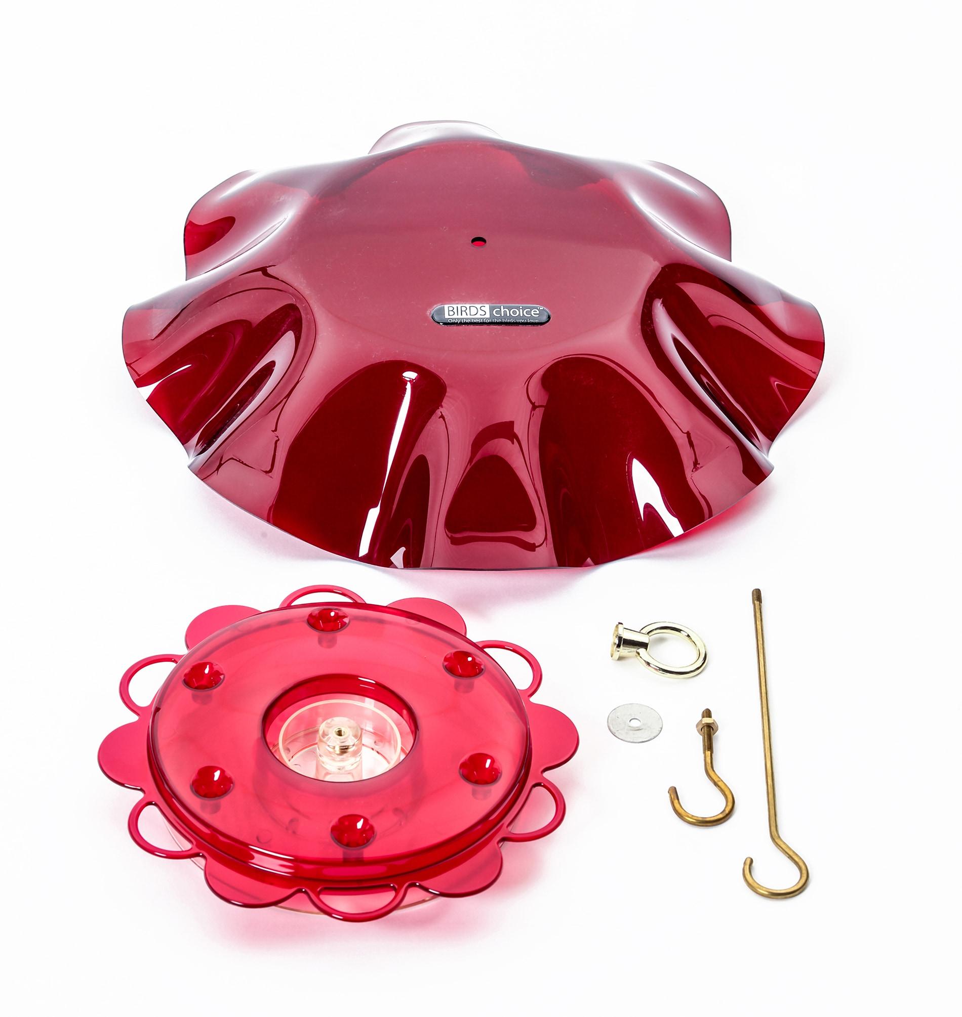 Birds Choice NP1007 Hummerfest Bird Feeder w/ Weatherguard, Hummingbird Nectar Feeder with Ant Moat, 12oz Capacity, Red