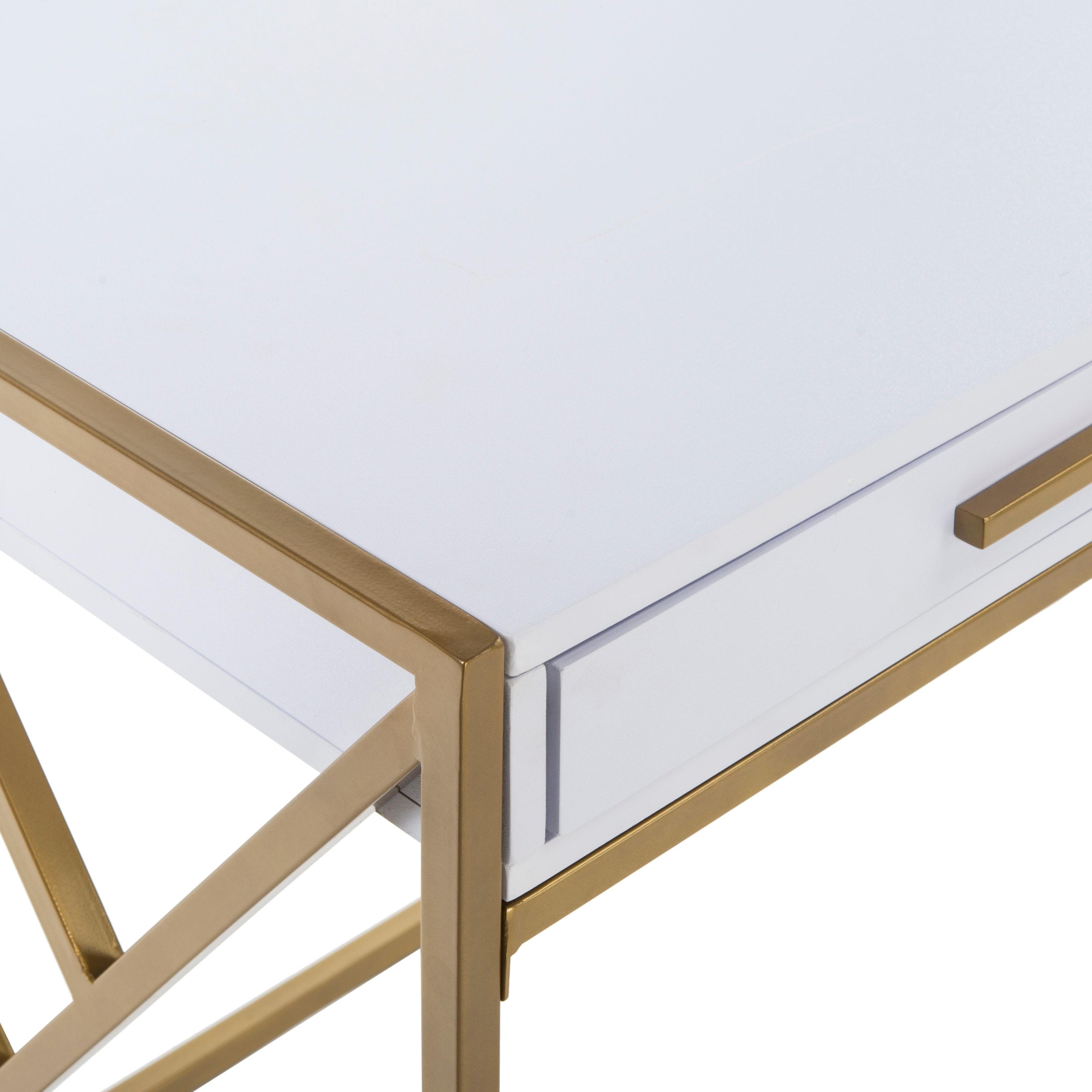 Elaine 1 Drawer Desk - White/Gold - Safavieh
