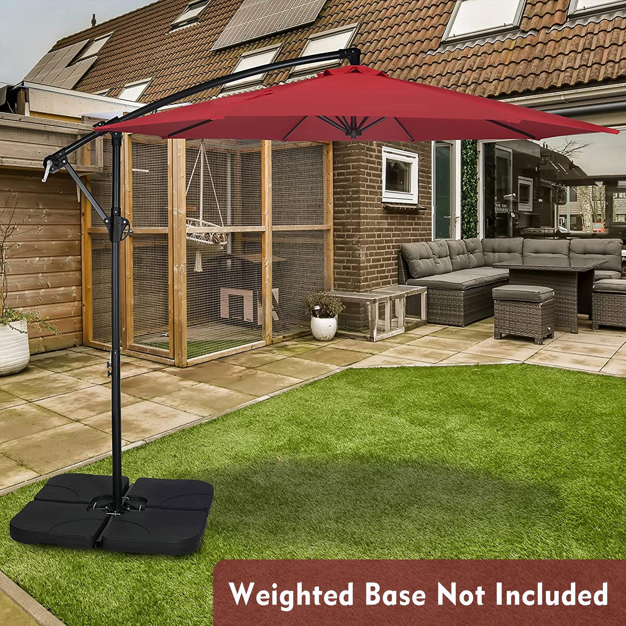 10 ft. Red Cantilever Metal Patio Umbrella with Crank Lift System