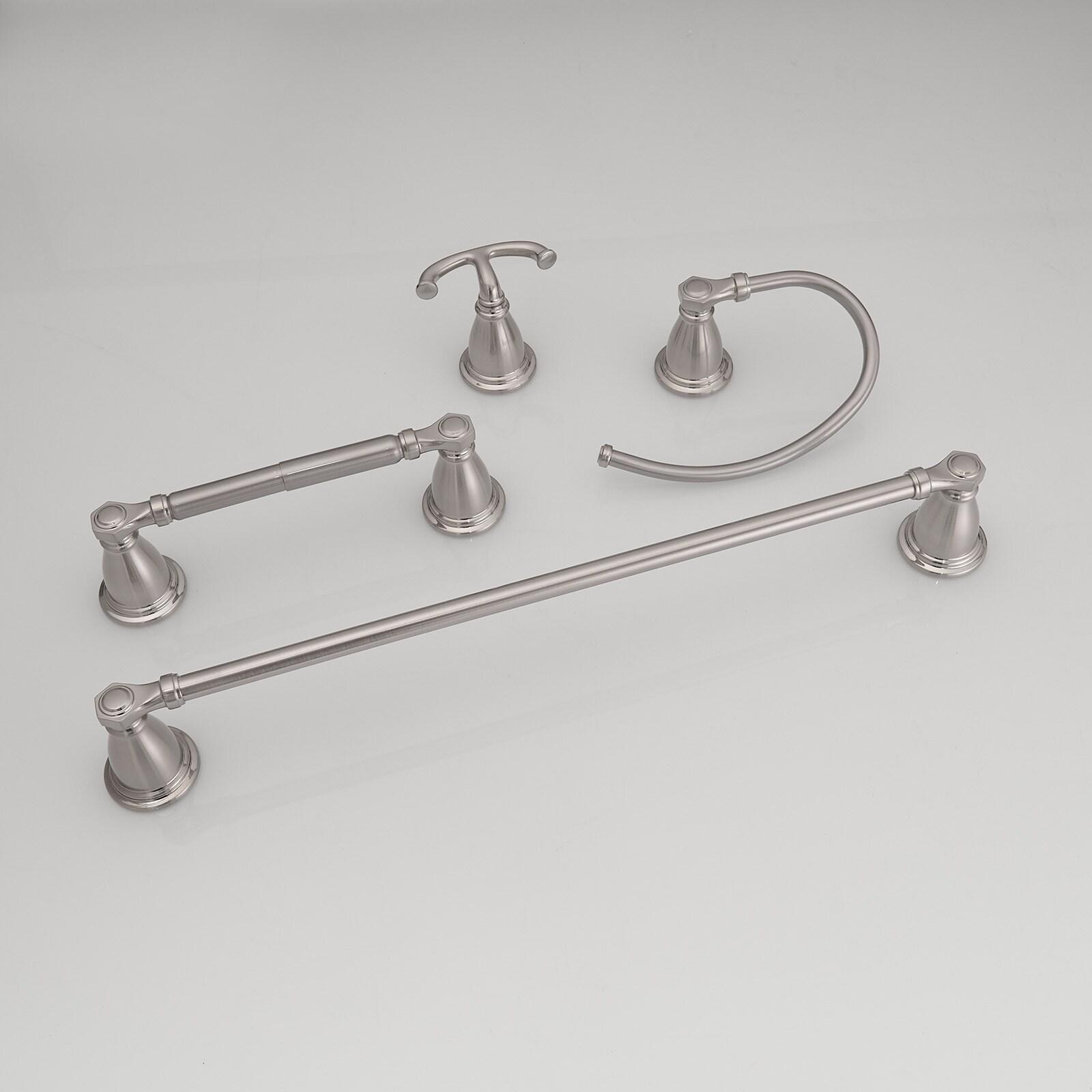 BWE 4-Piece Bath Hardware Set with Towel Bar Hand Towel Holder Toilet Paper Holder Towel Hook Square